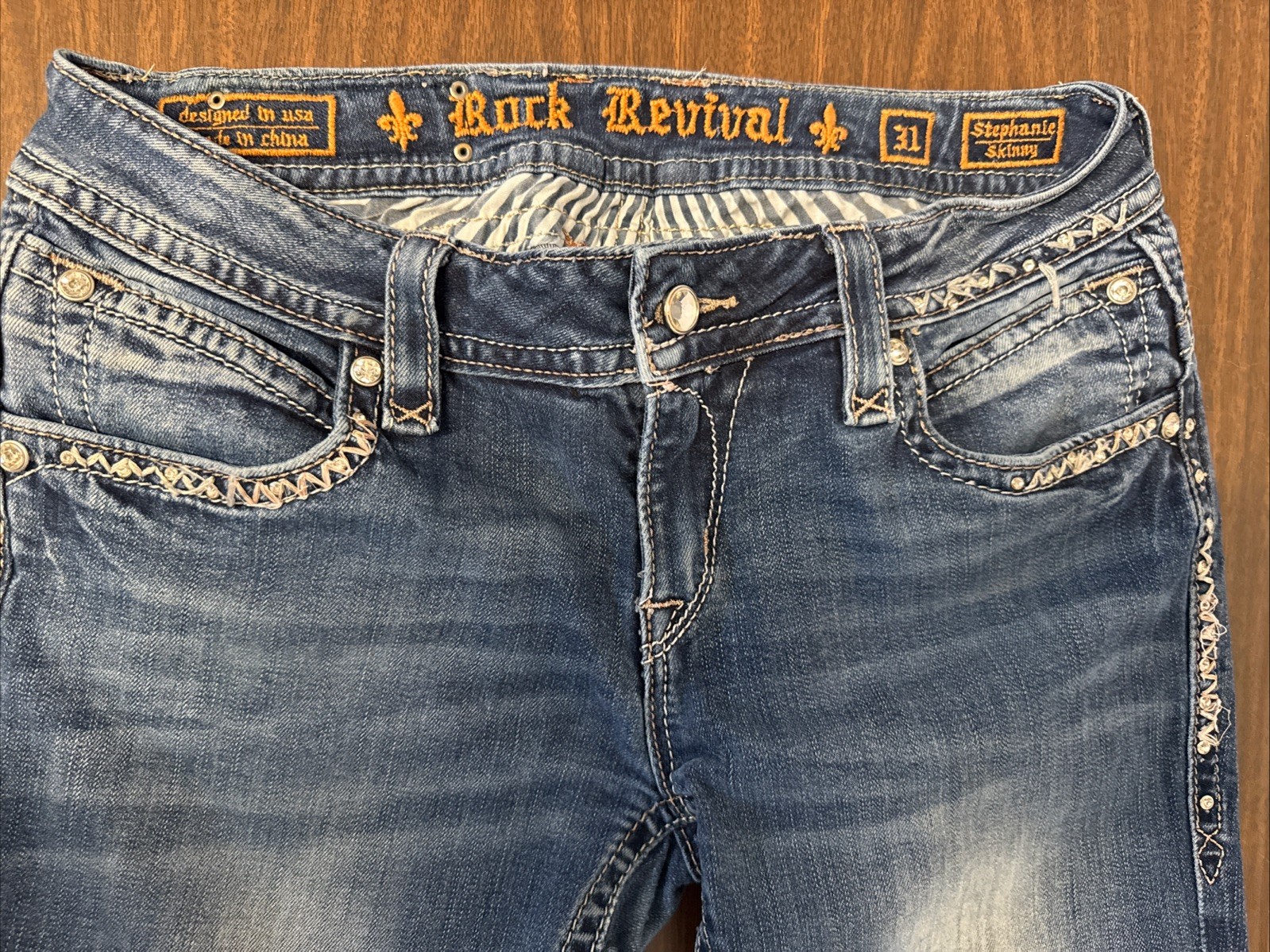 Rock Revival Stephanie Skinny Jeans Women’s 31×31 1/2” Medium Wash Stretch Denim