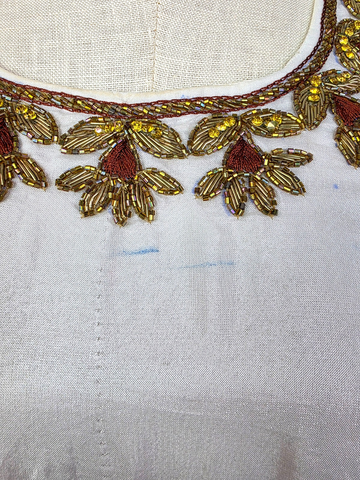 Kurta Tunic Top Embroidered Beads Rhinestones Jewel Tassle Slits India Tribal SM