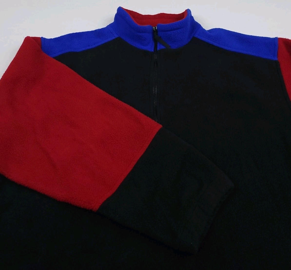 Vintage 90s Eddie Bauer Ebtek Colorblock Fleece Pullover Sweatshirt Outdoor USA