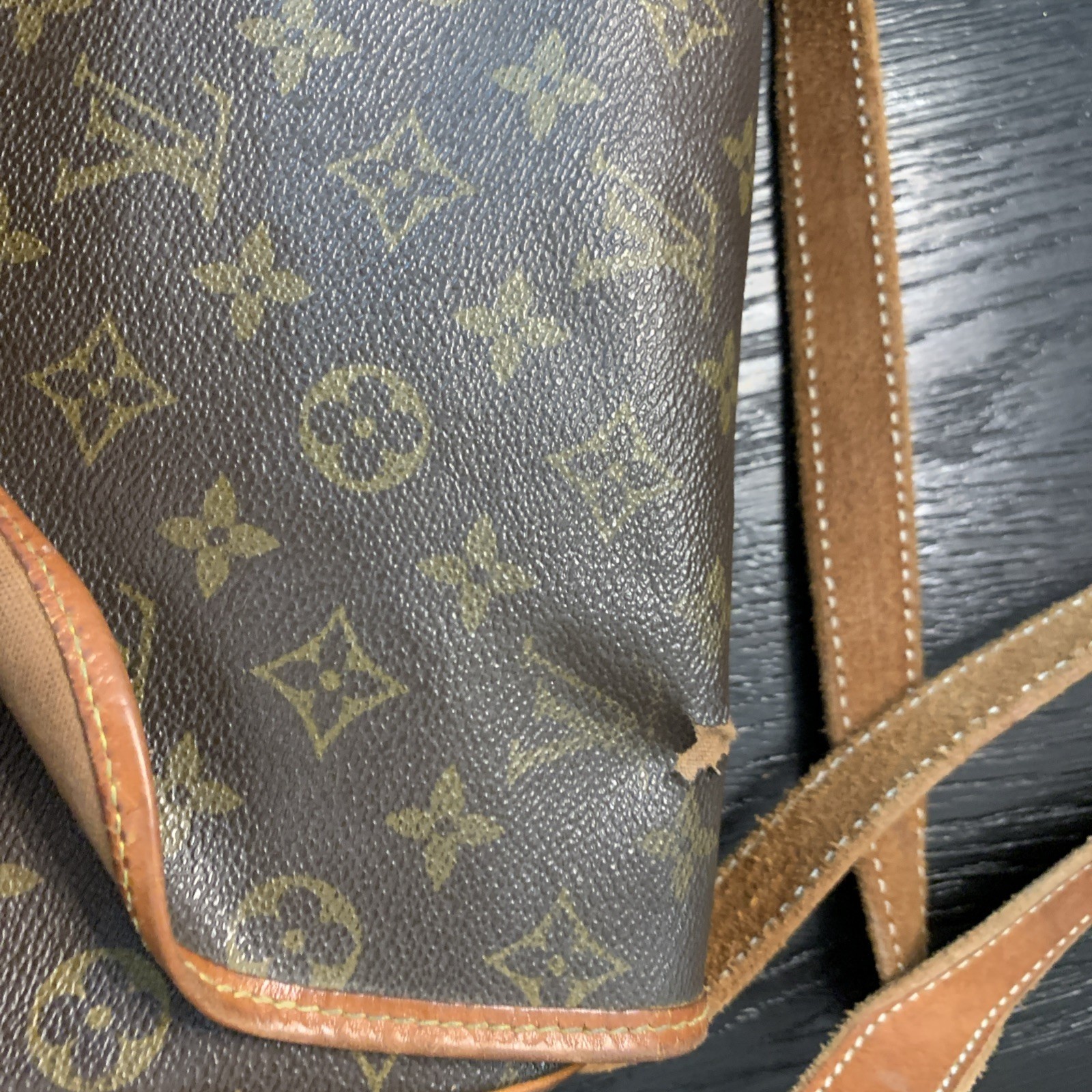 Louis Vuitton Noe Brown Monogram Shoulder Bag Damaged for Repair As Is