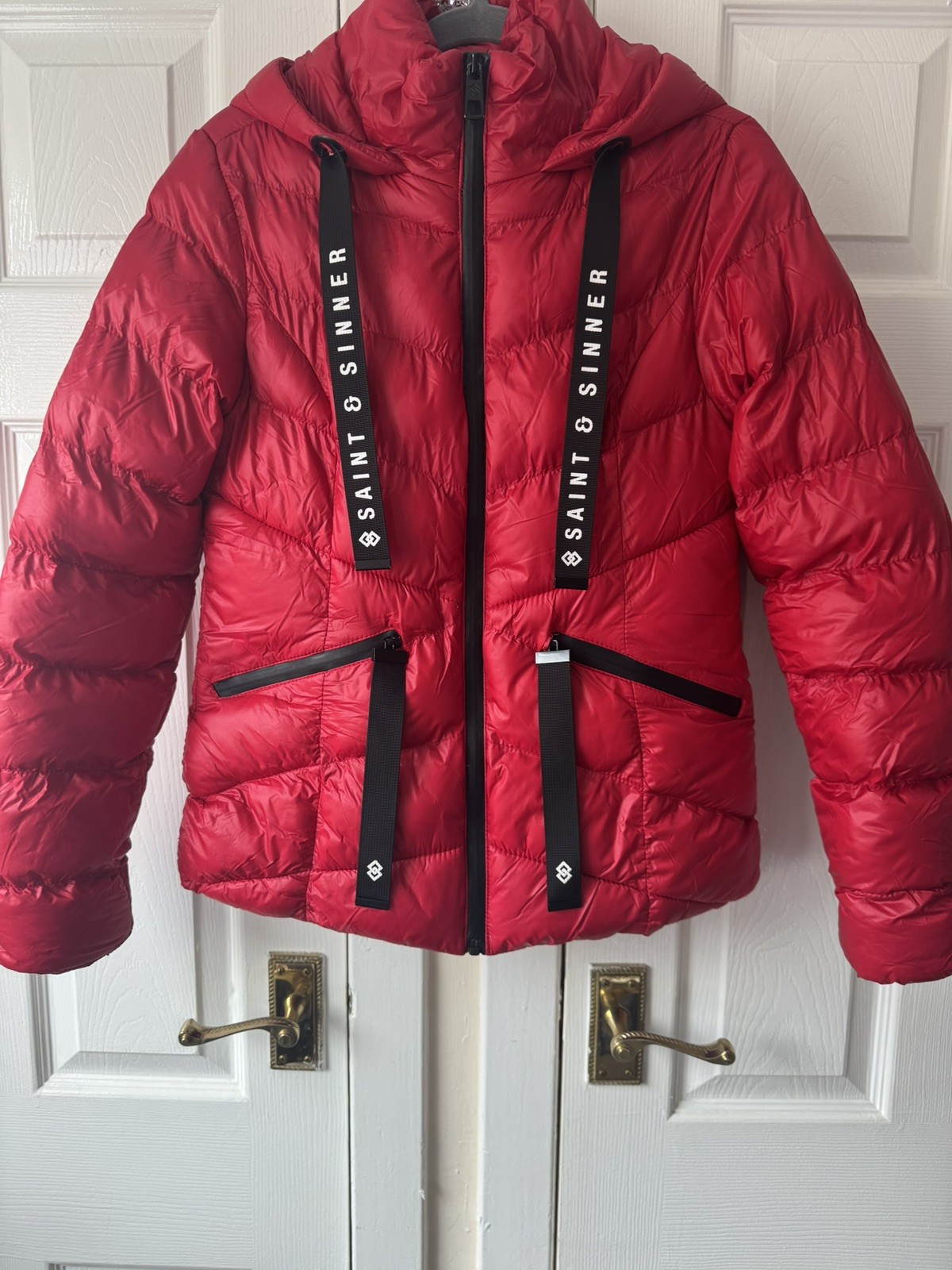 Saint & Sinner Red Puffer Jacket Size Uk 10 New Without Tags Women’s Clothing