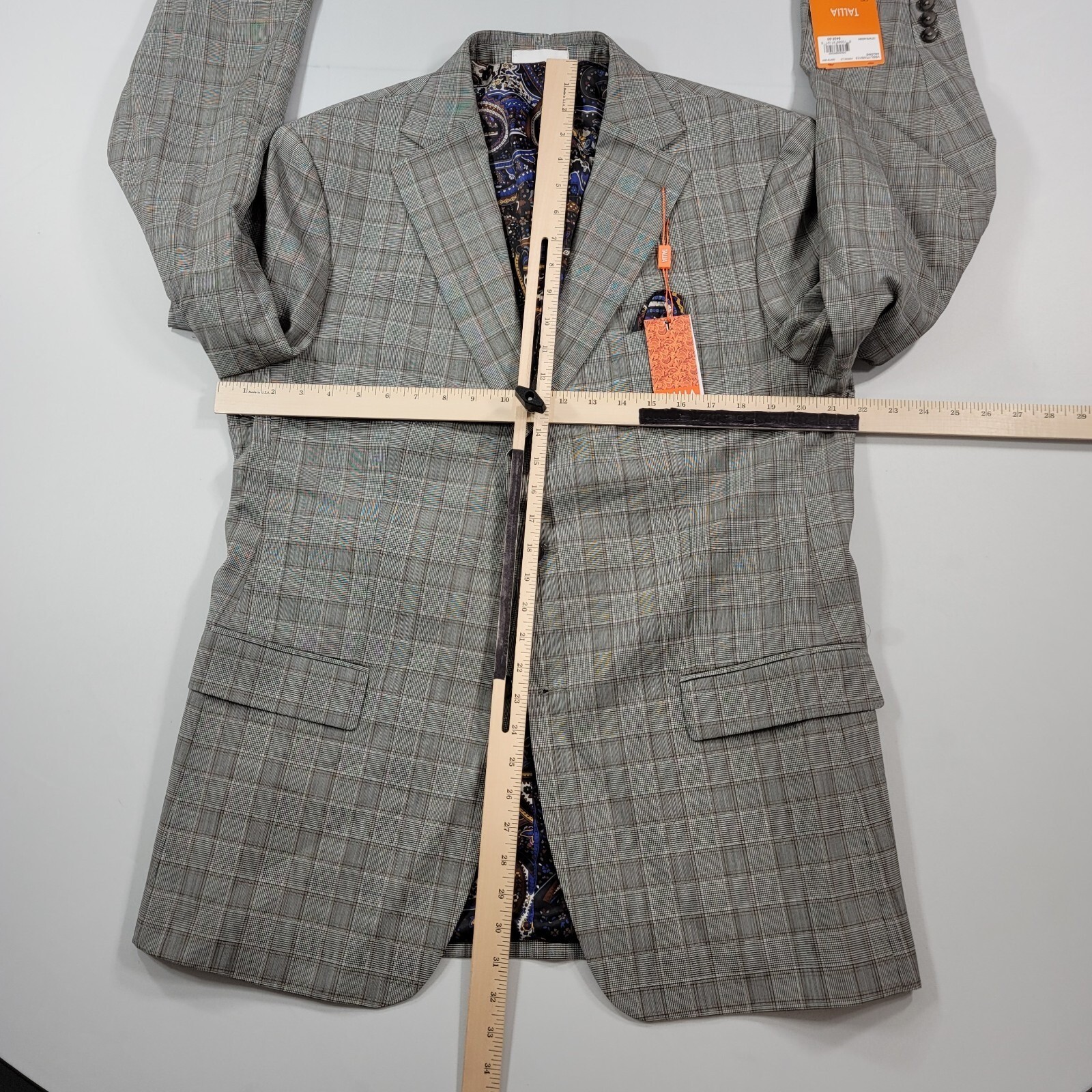 Tallia Slim-Fit Wool Suit Mens 44L 2 Piece Pants 40×32 Cream Brown $600 NEW