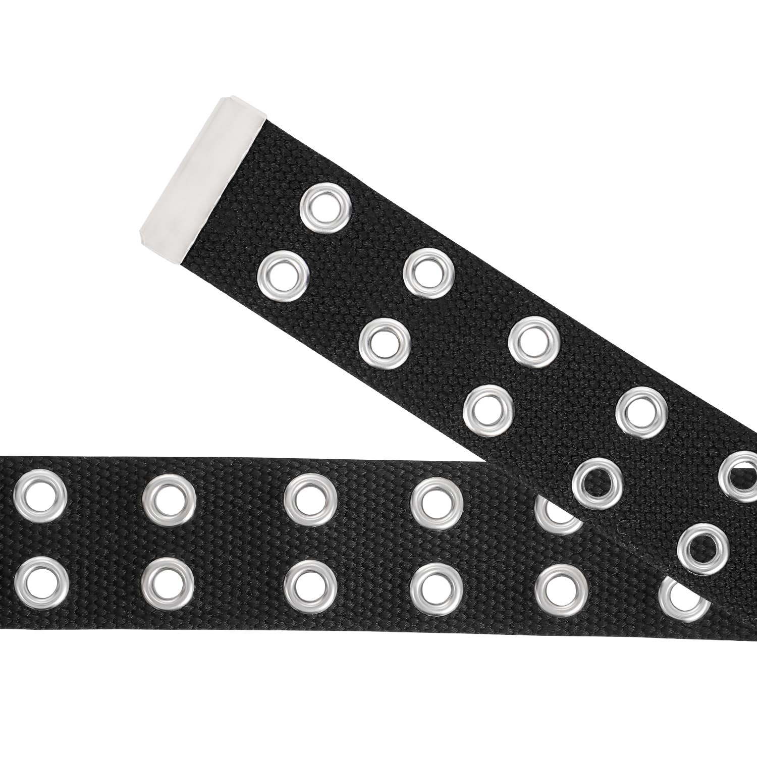 Double Grommet Canvas Belt Double Hole Cloth Nylon Fit Pants 21-34inch Black