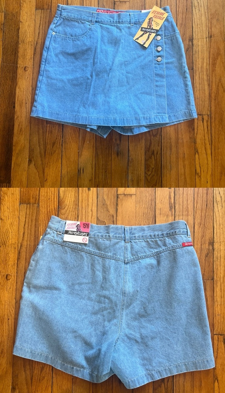 Vtg 90s NWT No Excuses Femme Fatale Skort Grunge 15/16 Juniors 32” W SHIPS FREE