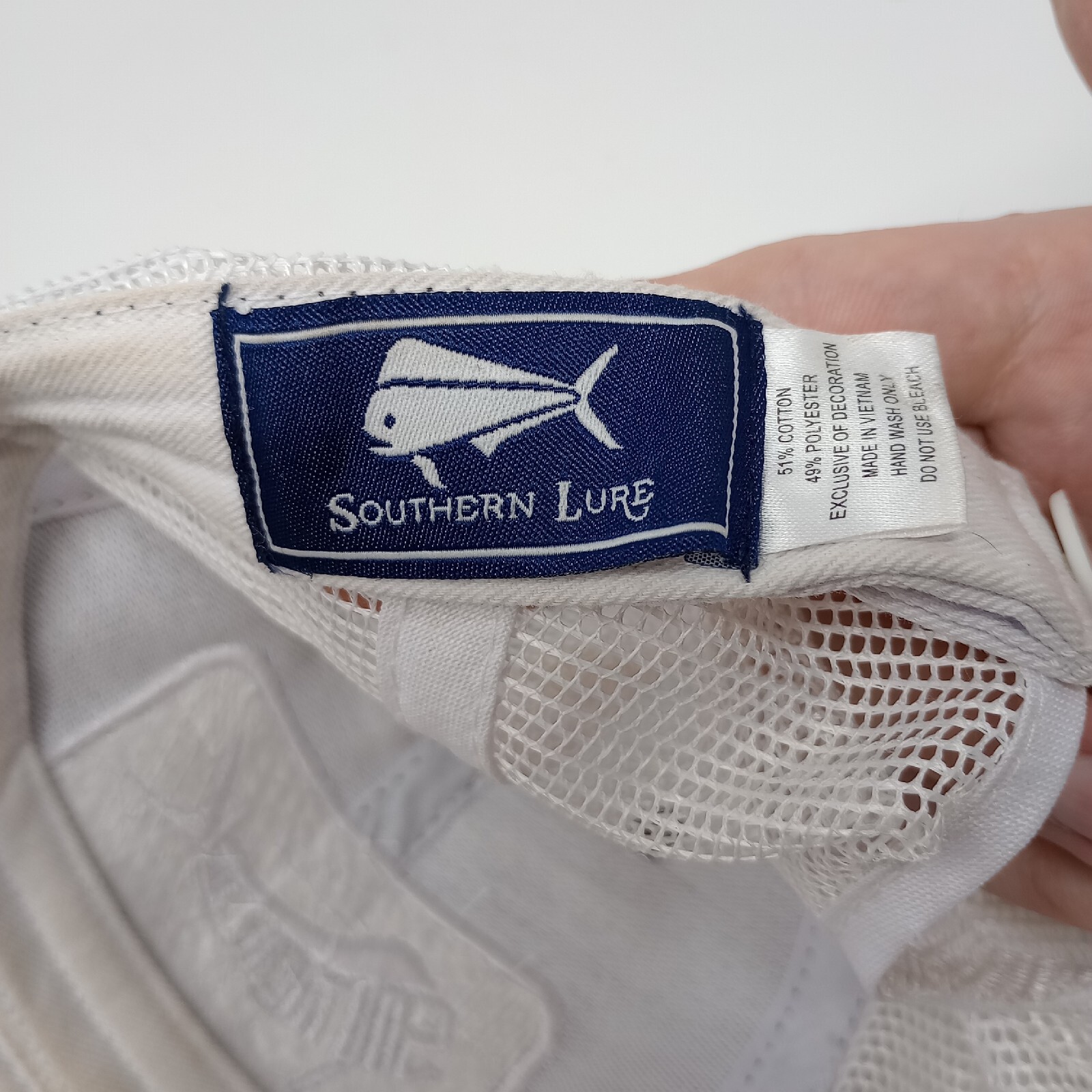 Southern Lure Mahi Mahi Logo White Mesh Back Adjustable Baseball Cap Hat