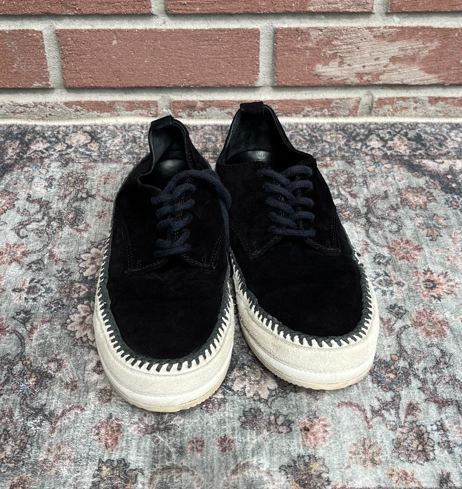 Ann Demeulemeester Black Suede Whipstitch Low Top Sneakers / Size EU 40 US Men 7
