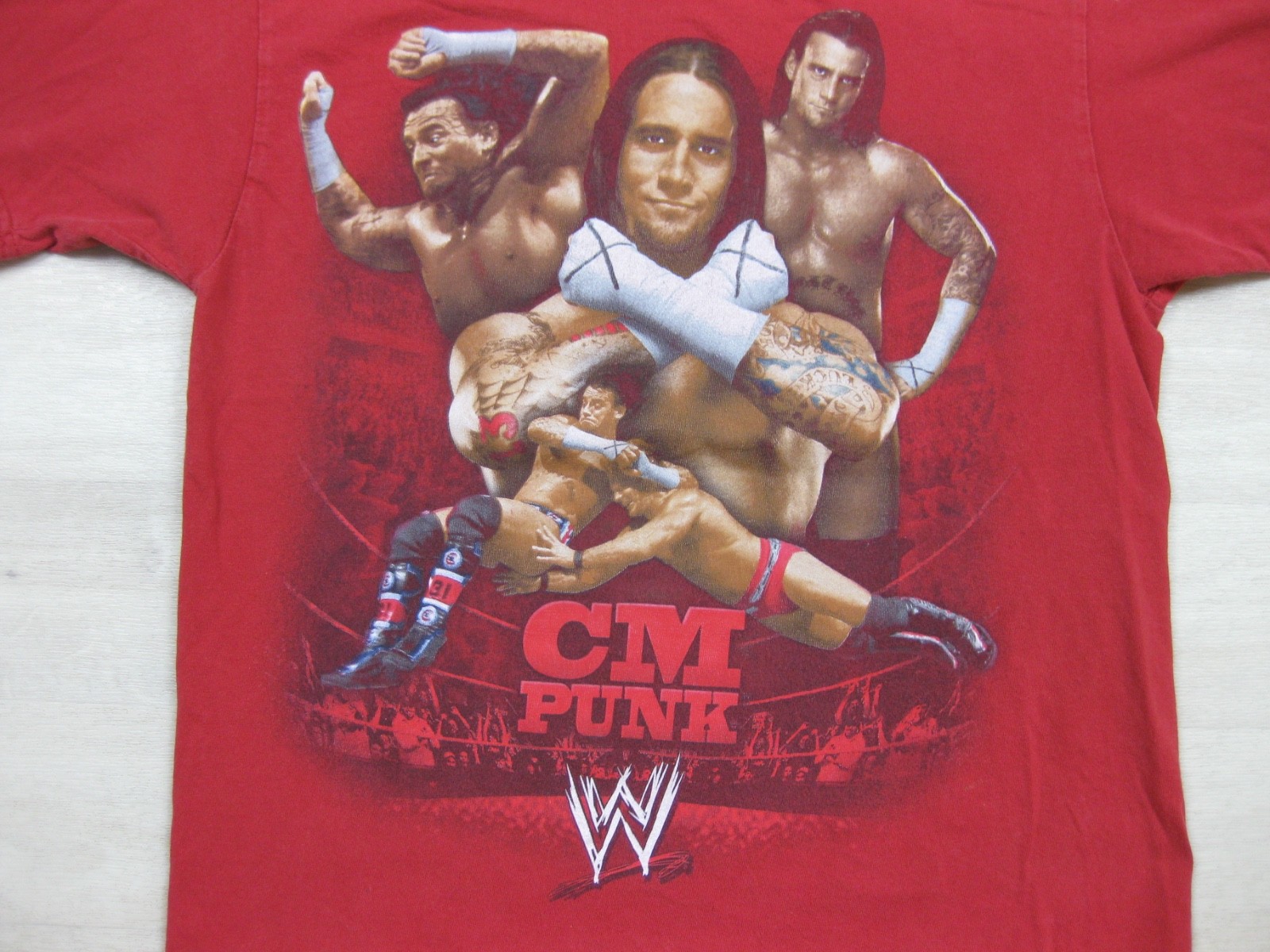 2000s WWE Wrestling T-Shirt Youth Kids (8) CM Punk 2009 Hybrid Red