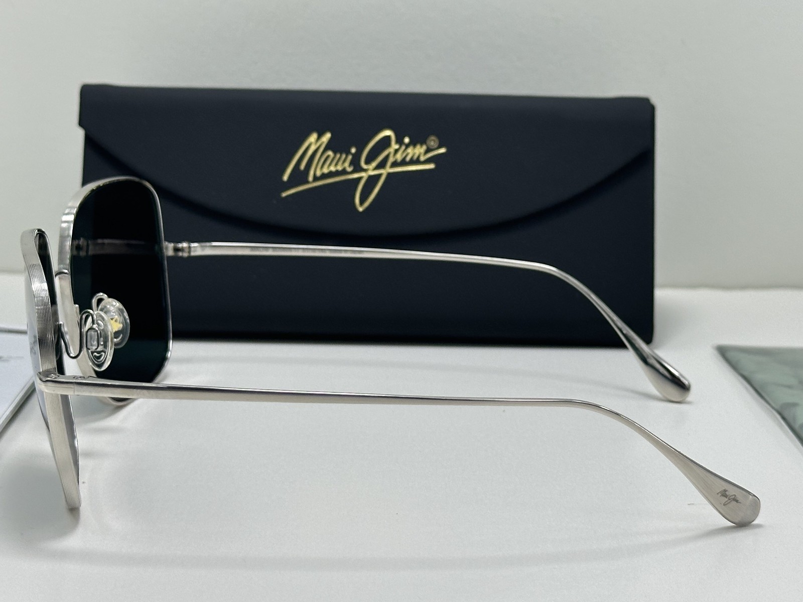 NEW Maui Jim TRITON chrome Titanium POLARIZED Grey Lens Sunglass 546-17