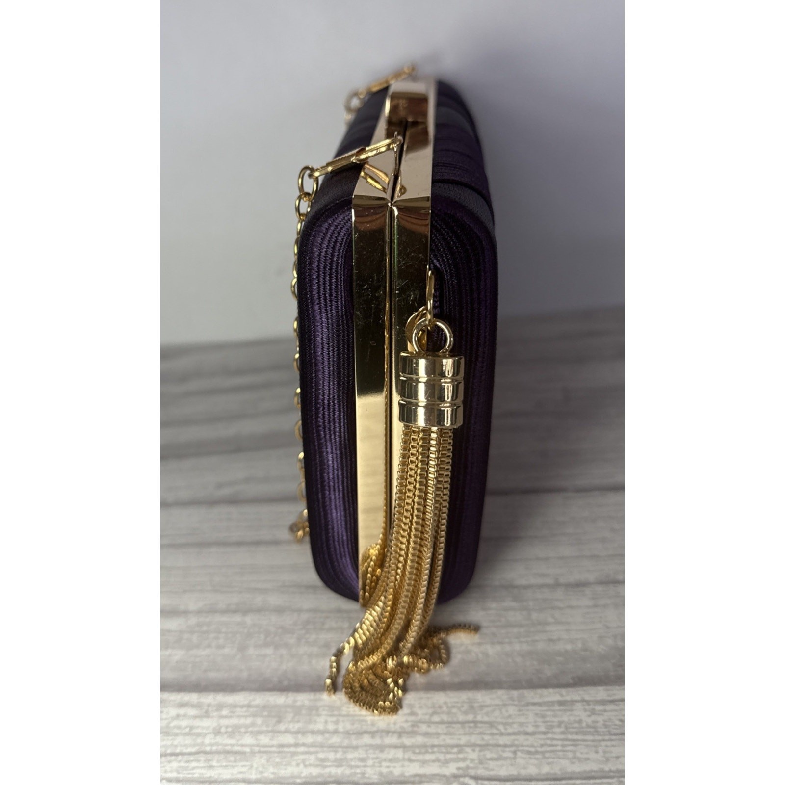 Women’s Elegant Tassel Pendant Silk Evening Bag Clutch Purse for Bride Purple