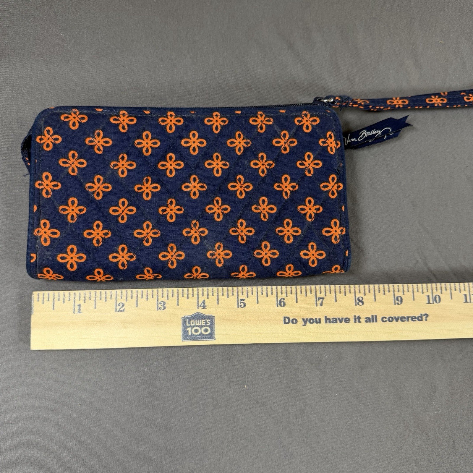 Vera Bradley Front Zip Wristlet Clutch Handbag Orange Blue Mini Concerto EUC