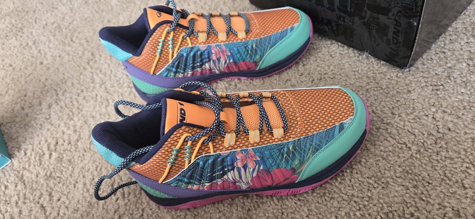 AND1 Explosive T Orange Teal Pink Purple Navy Low Top Lace-Up Athletic Sneaker