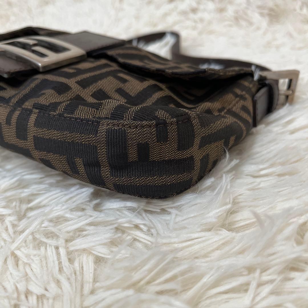 FENDI Mamma Bucket Zucca FF Canvas Leather Shoulder Bag Brown Pre-Owned Women