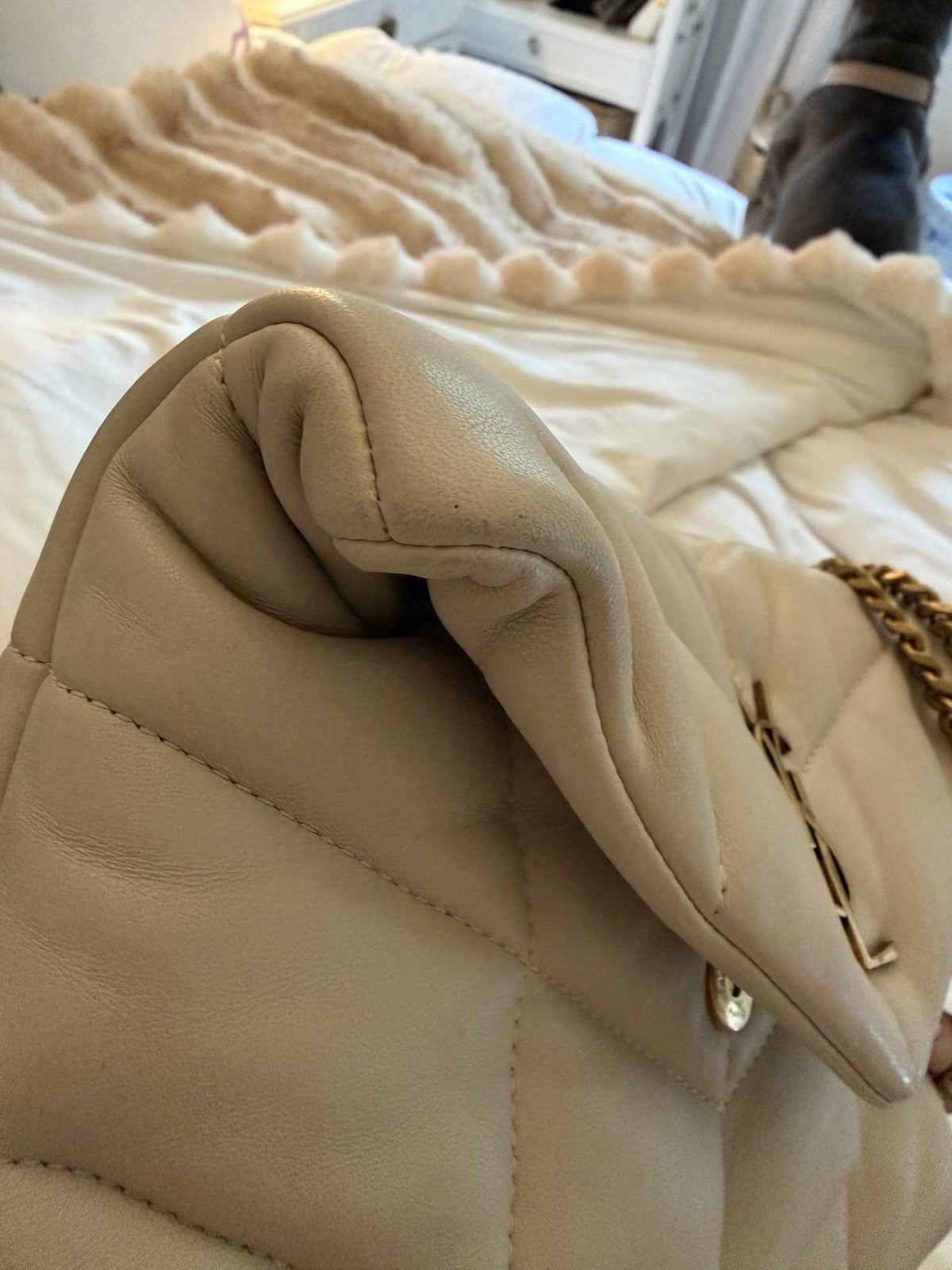 Saint Laurent YSL Cream toy puffer
