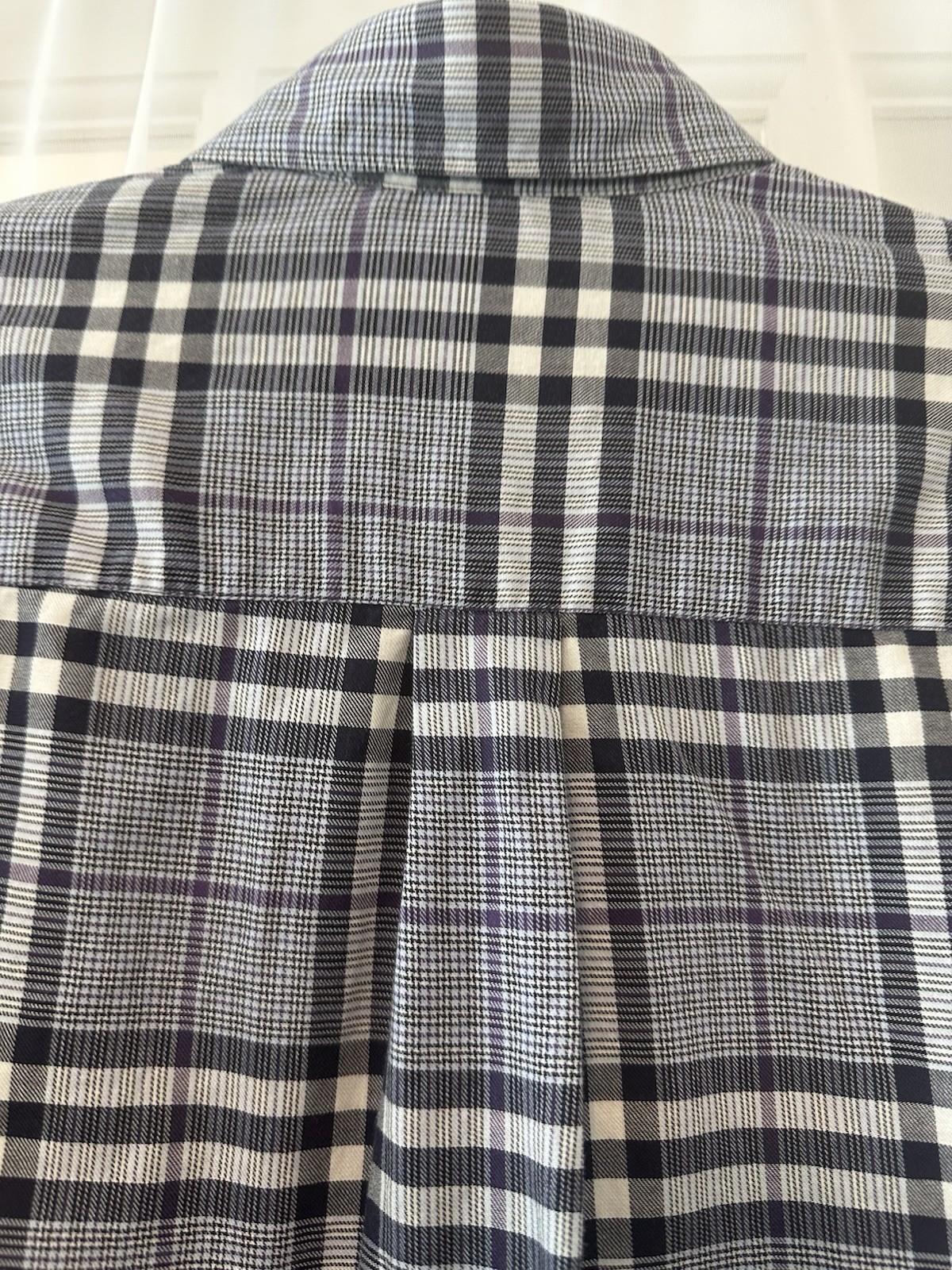Burberry London Mens Plaid Button Front Shirt Medium Gray Purple Cotton USA