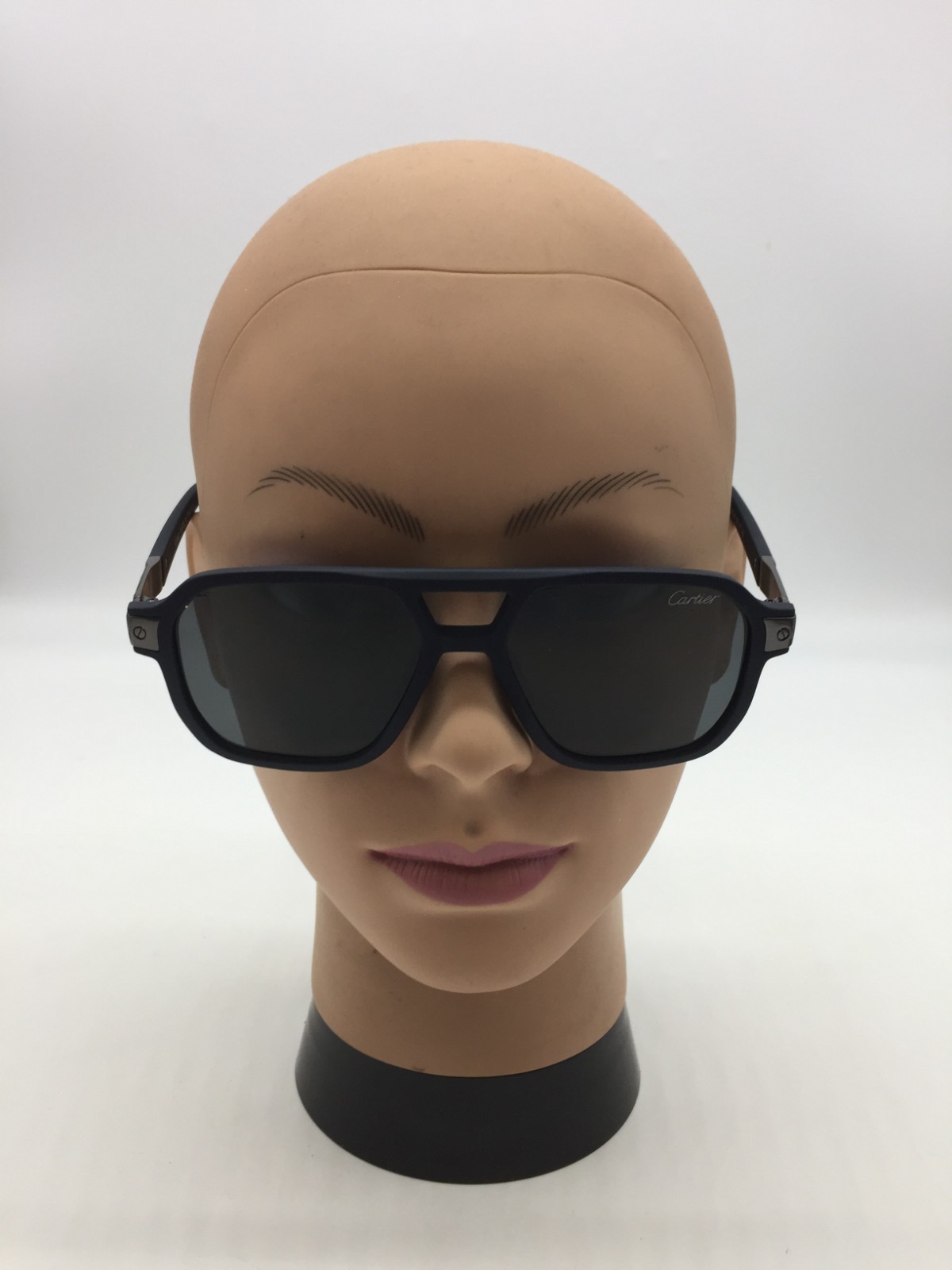 Cartier Matte Navy Trendy Luxury Sunglasses 55-17-142 Grey Lenses
