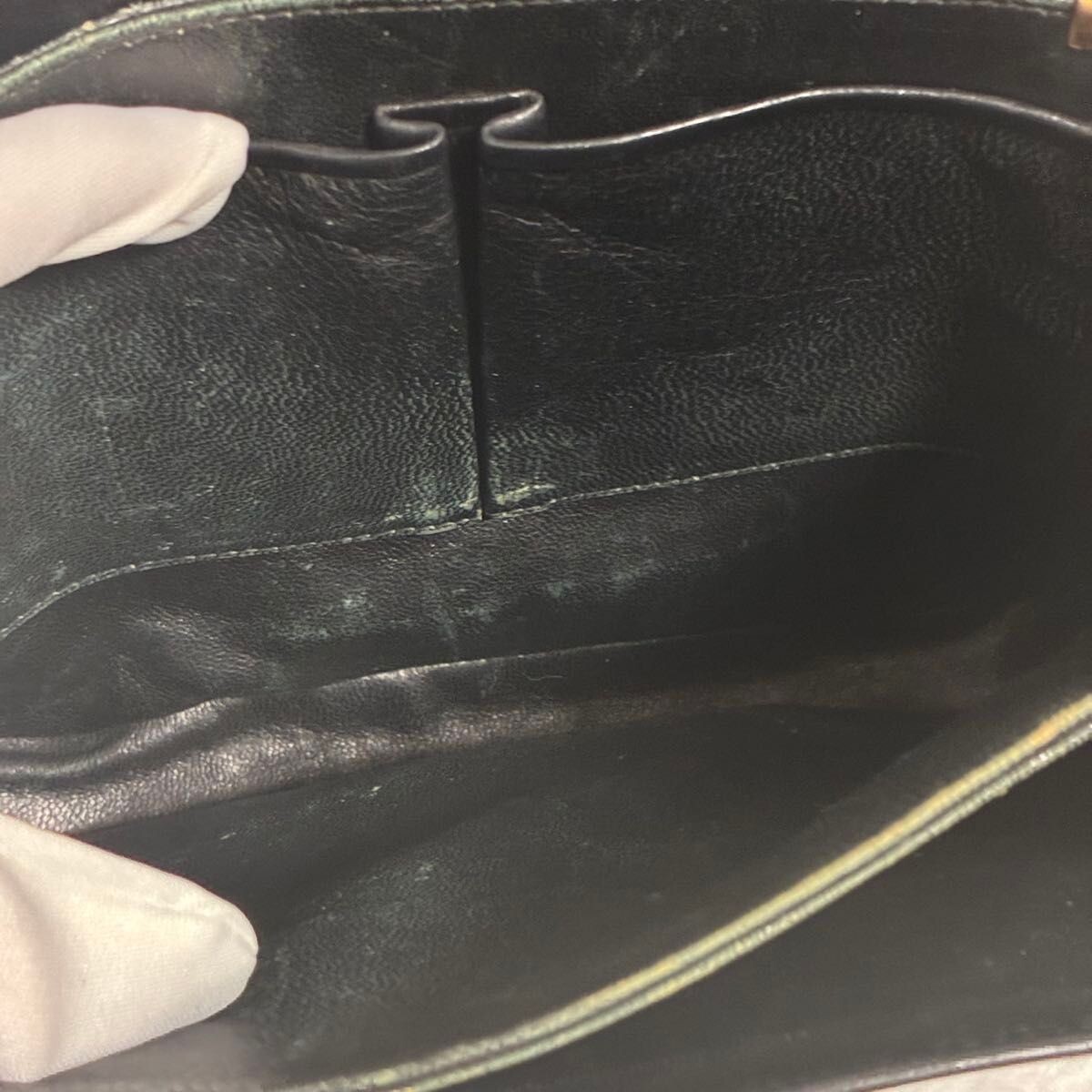 CELINE Black Leather Horse Carriage Buckle Shoulder Bag Gold Italy 22cm