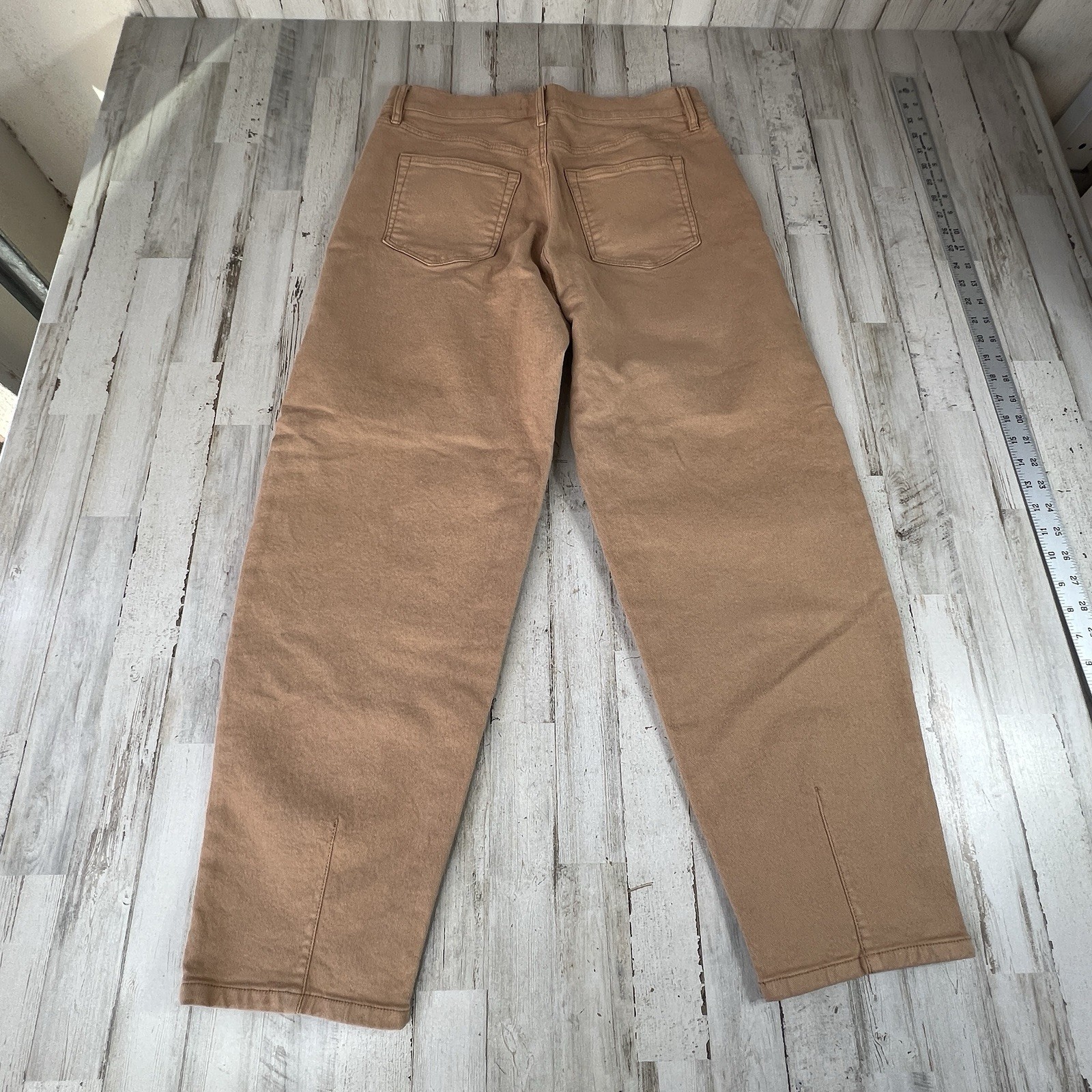 Loft High Rise Barrel Jeans Olive Green Utility Curved Leg Pants 30 NWT