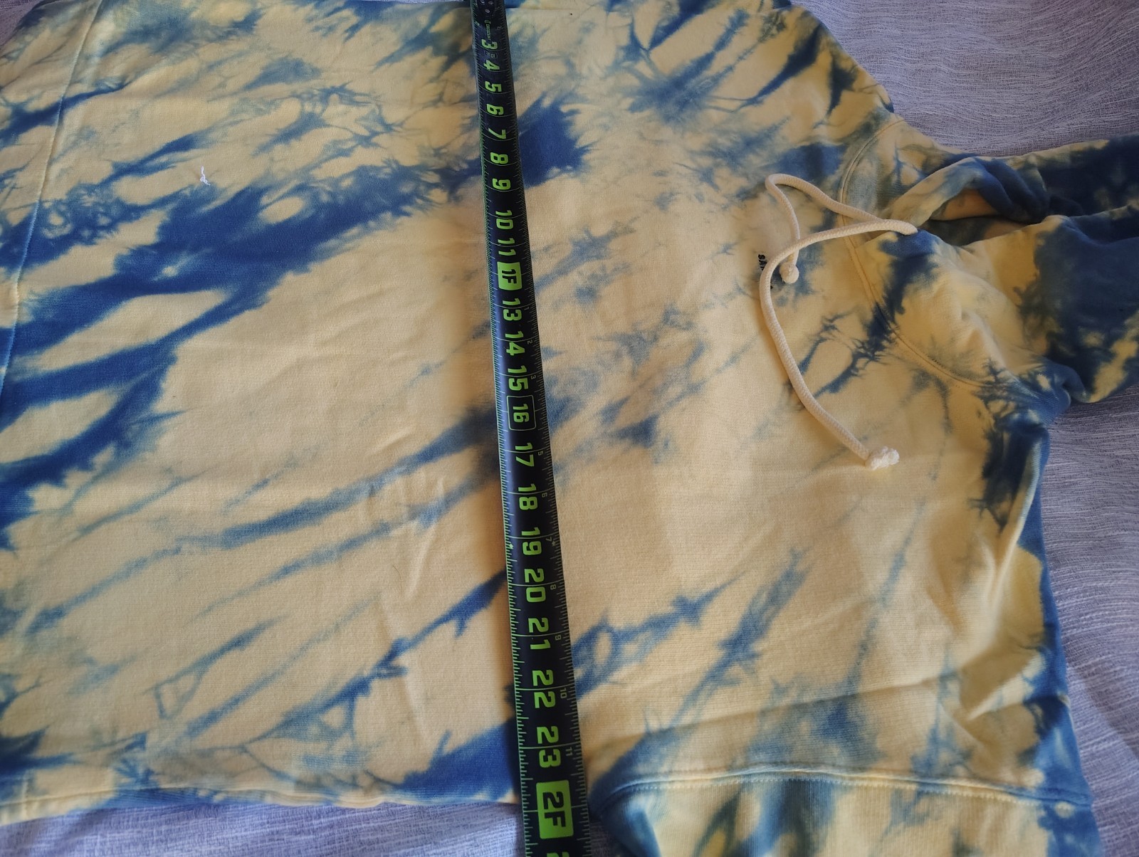 Sandro Paris Tie Dye Hoodie Yellow Blue Designer Pullover Sweatshirt L NWT