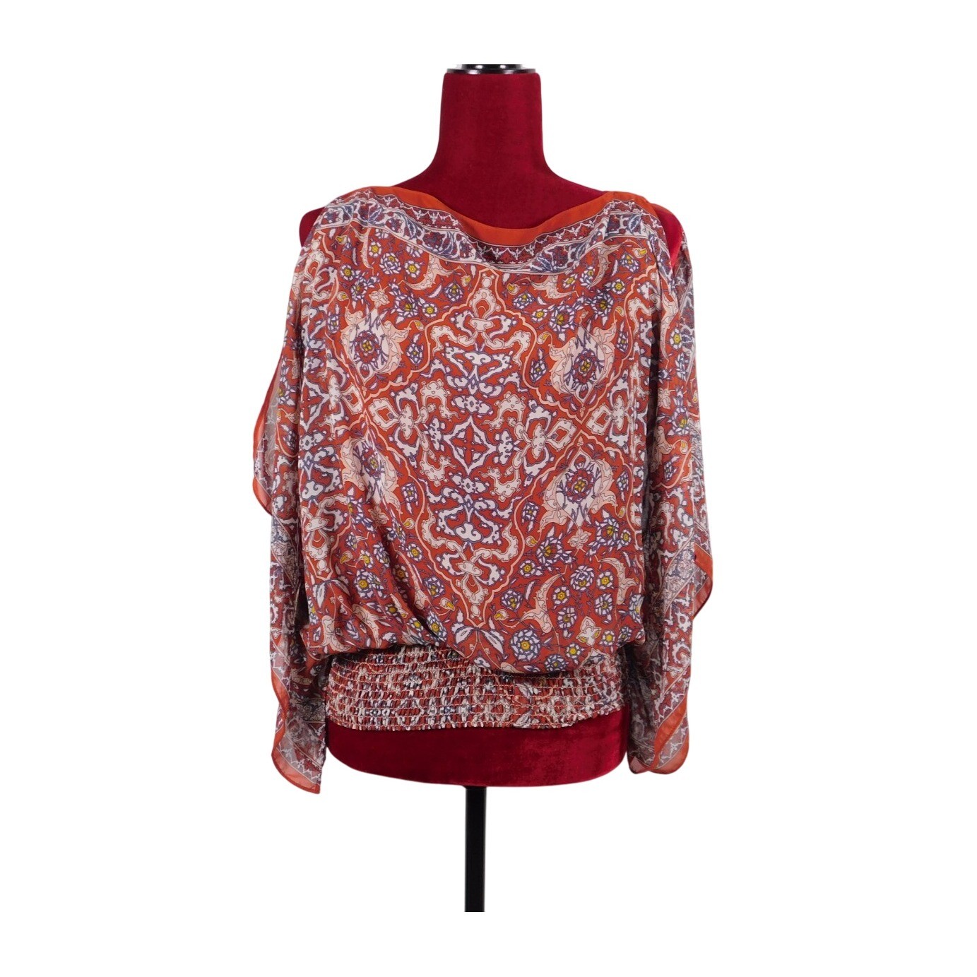 Max Studio Small Chiffon Kimono Short Sleeve Blouse
