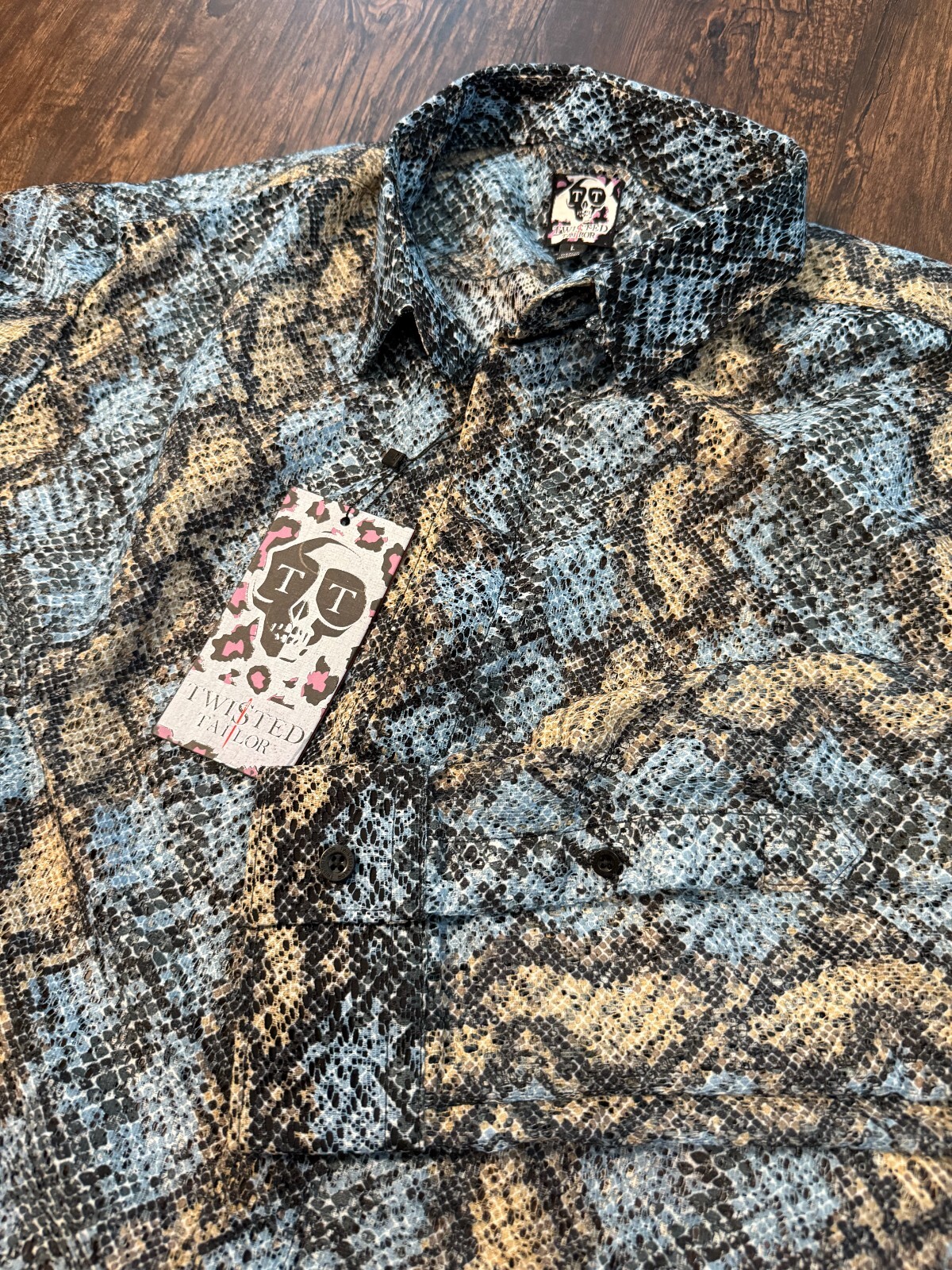 Twisted Tailor Blue Sheer Lace Shirt Men’s Large Gothic Age Of Now 3155 Stone