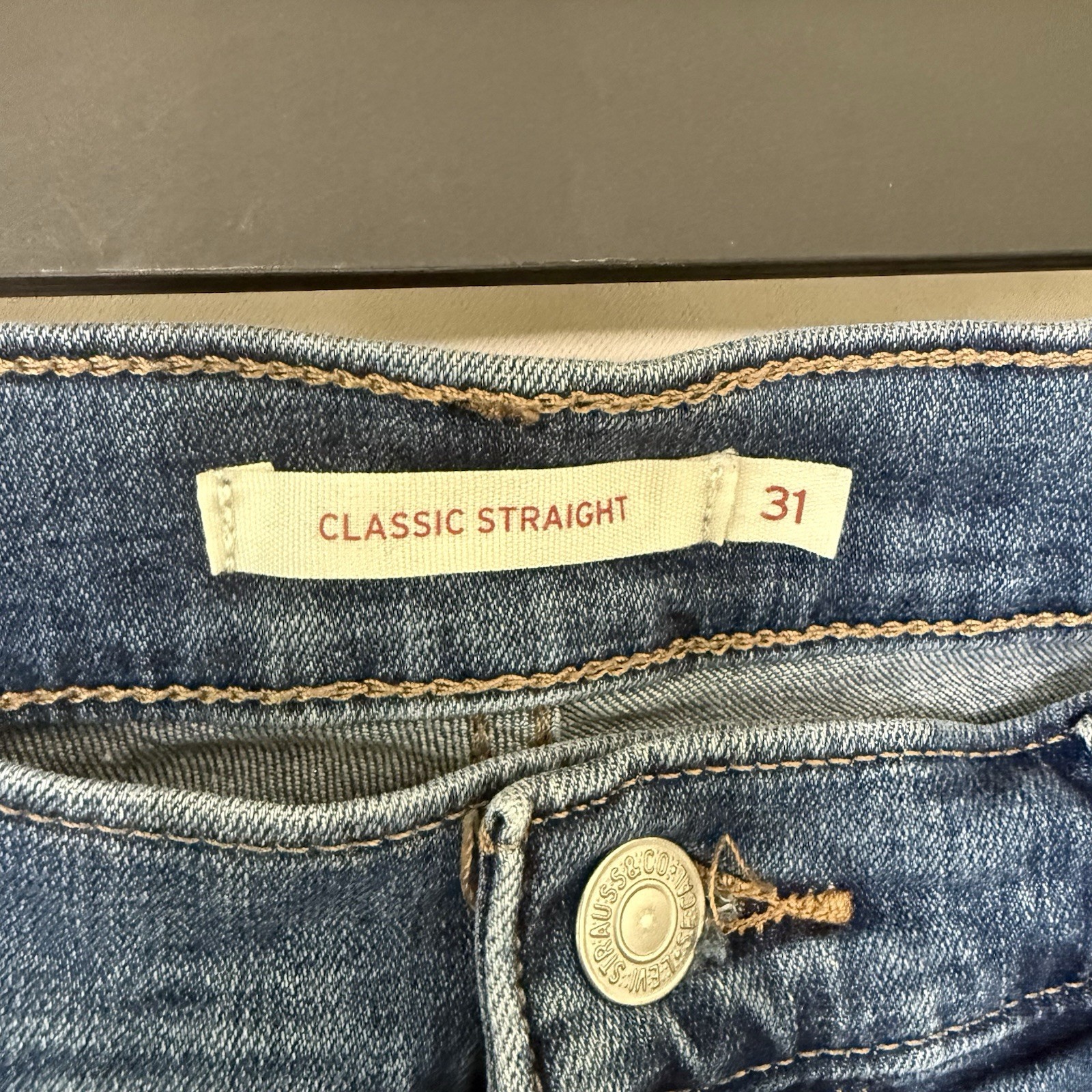 Levi’s Women’s 31 Blue Medium Wash Mid Rise Classic Straight Leg Denim Jeans