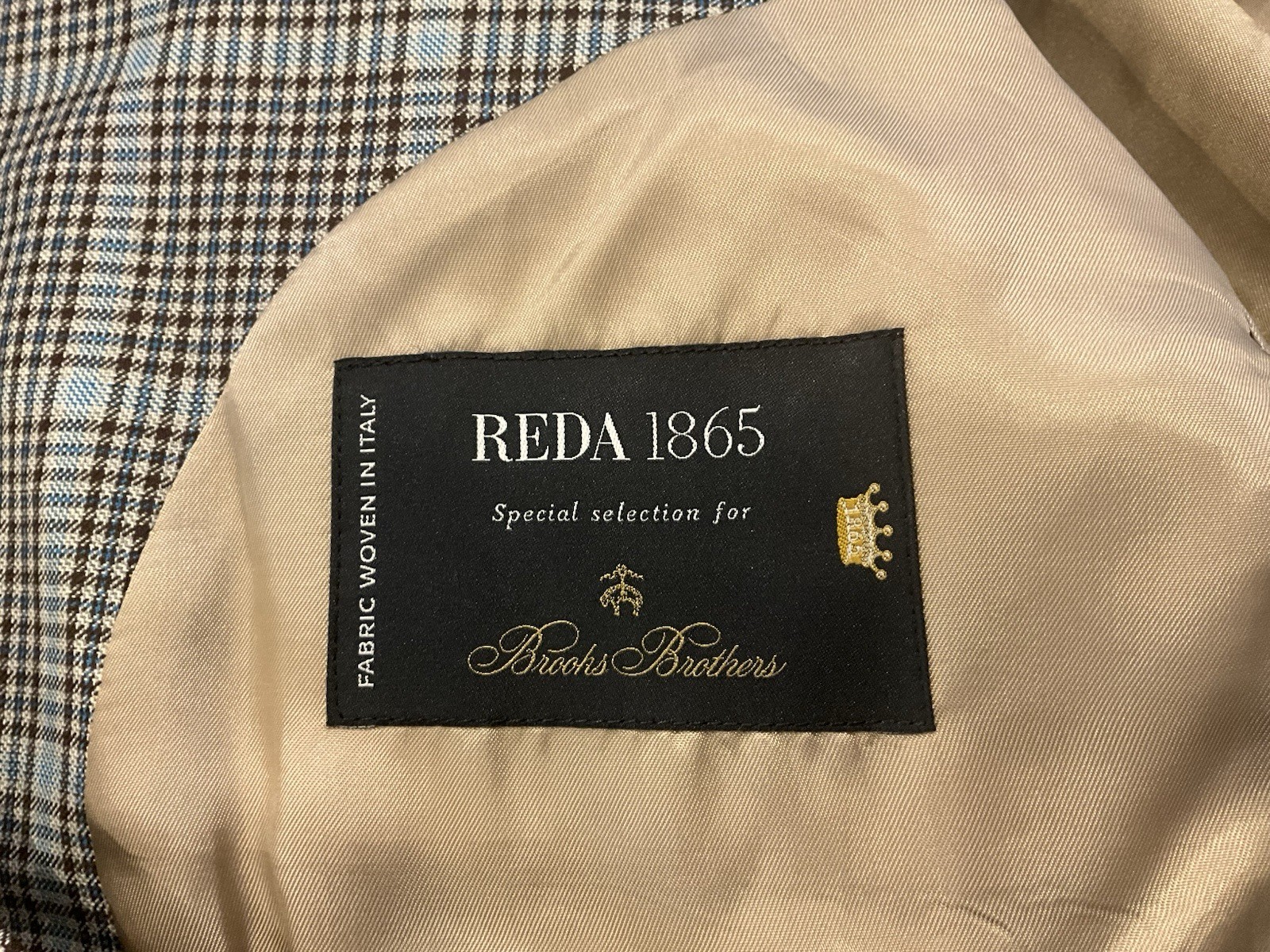 Brooks Brothers Regent Fit 42L Blue Brown Plaid Sport Coat Blazer