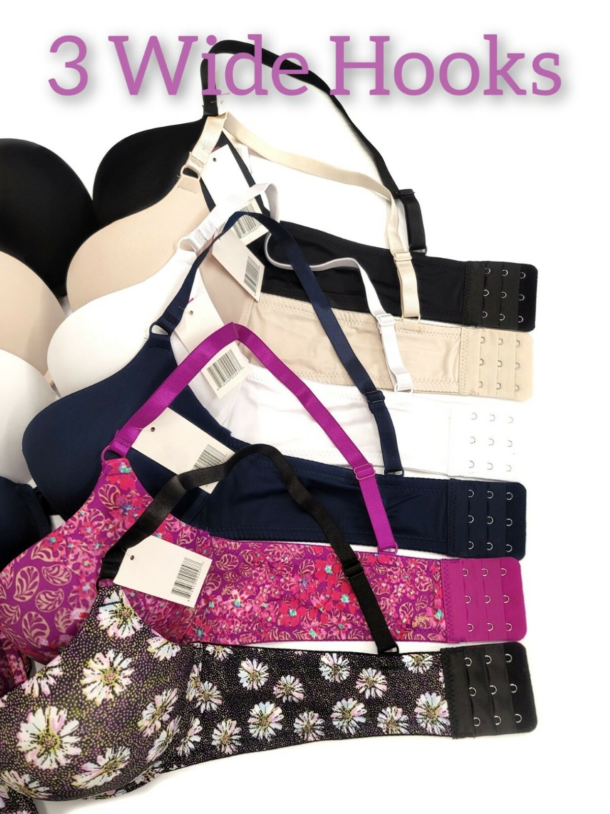 3 Hook Add 2 Cup Sizes Extreme Ultimate Extra Lift Padding Floral Push Up Bra