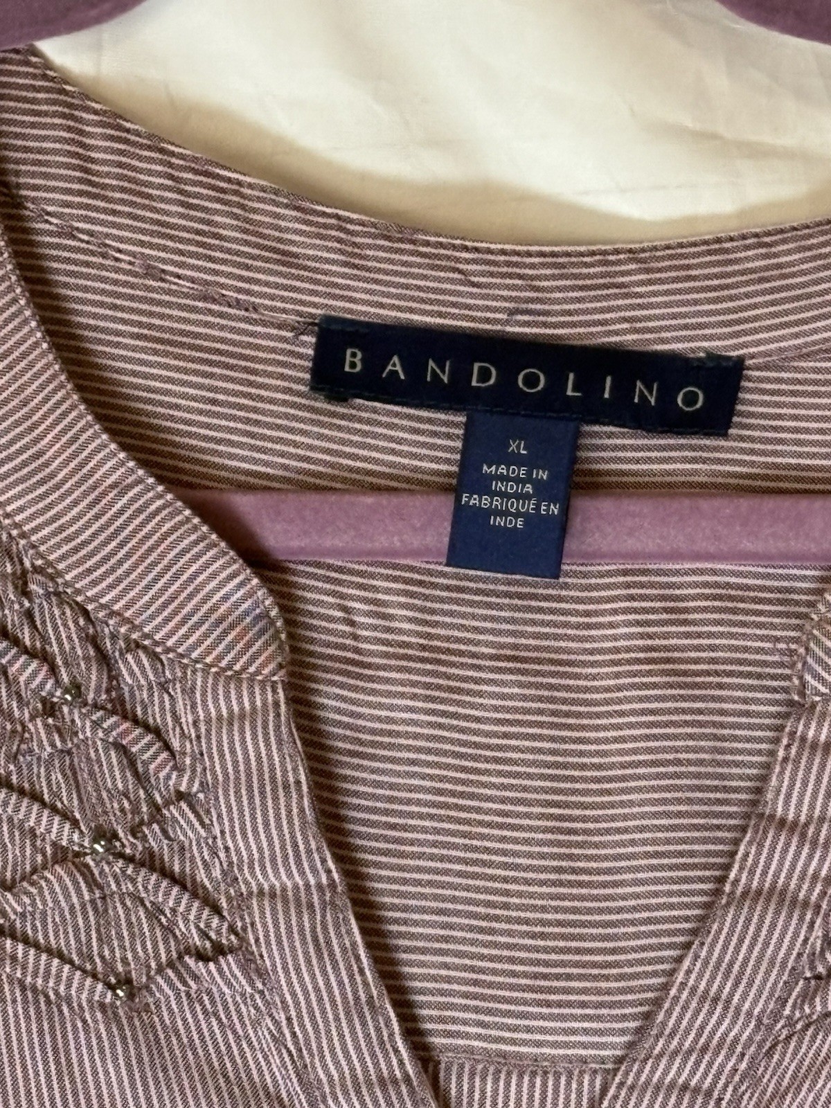 Bandolino Trinity Roll Tab Long Sleeve Top Cabernet Fig Women’s Sz XL