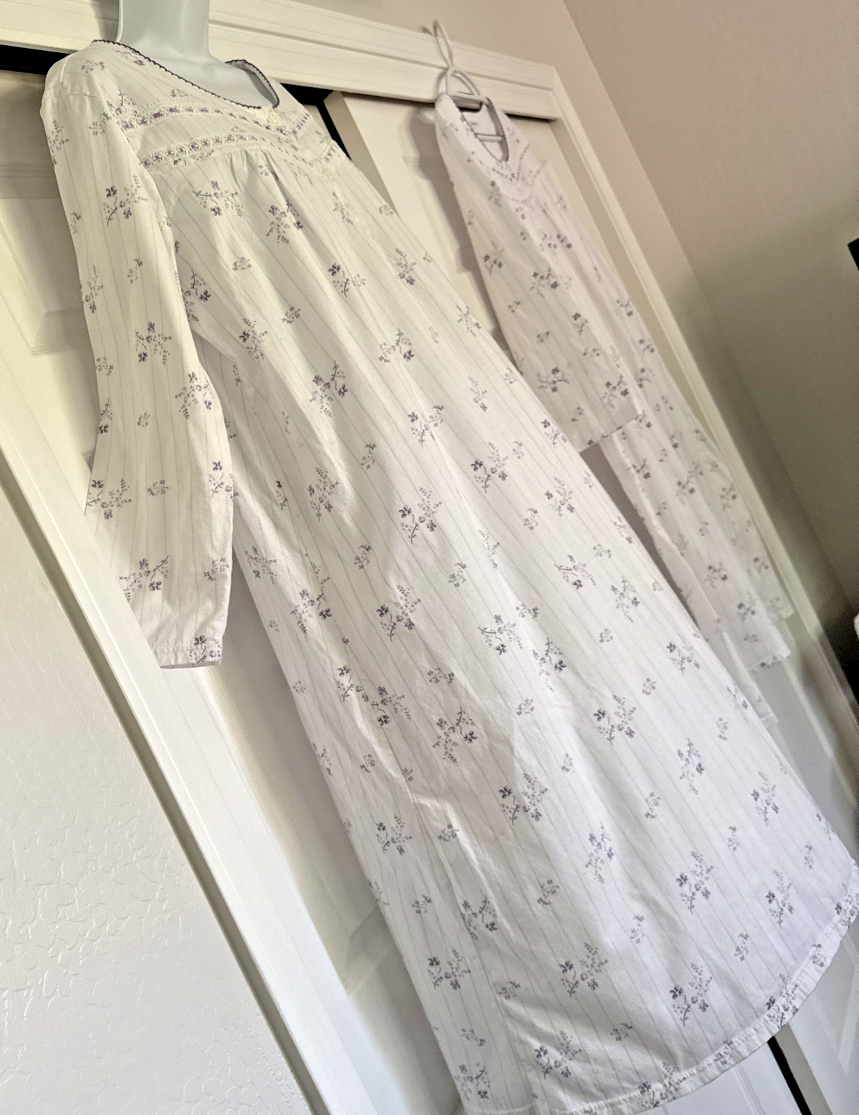 Keyocean long Nightgown 100% Cotton Comfortable Lightweight Long-Sleeve XL