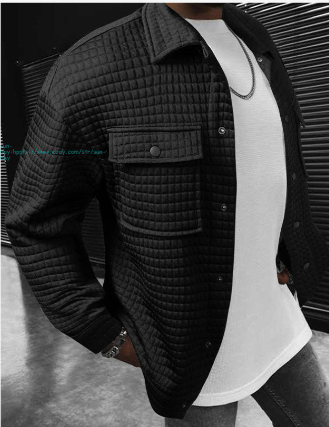 Men’s Button Down Jacket Causal Long Sleeve LightWeight Coats with Flap Pockets