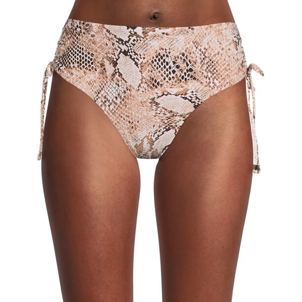 Time And Tru Women’s Plus Snake Print Adjustable Side Tie Brown 2X (20W-22W)