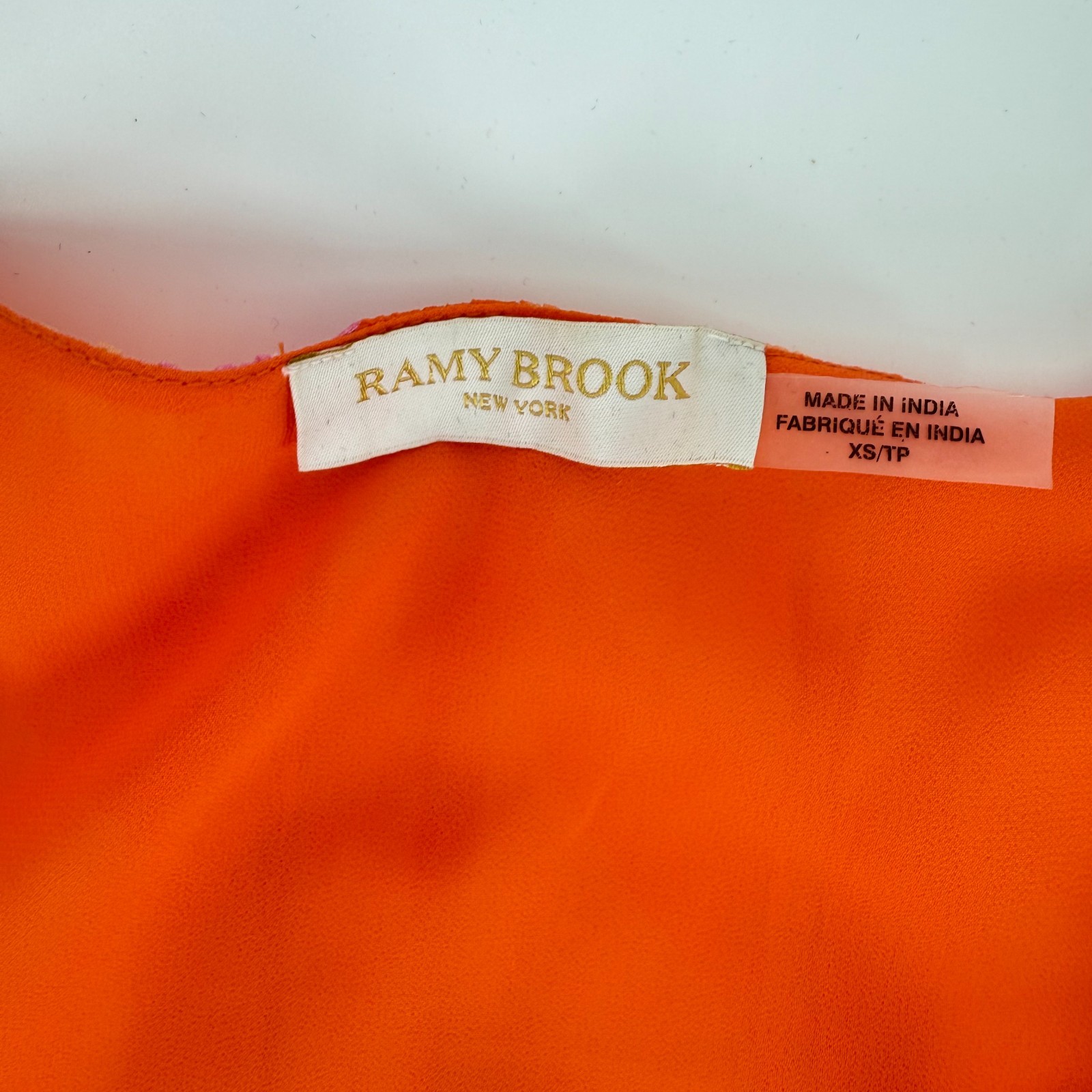 Ramy Brook Baldwin Mini Dress XS Orange Pink Floral Ruffle Wrap Resort