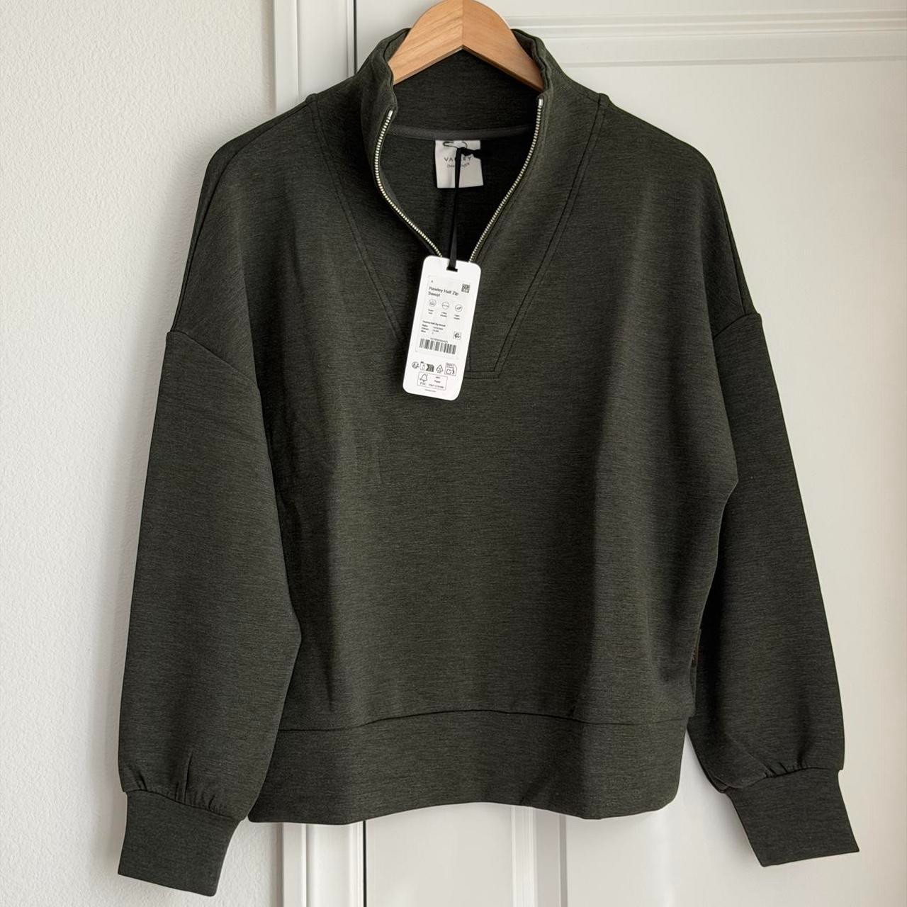 Varley Hawley Half-Zip Sweat in Olive Marl, Size Small