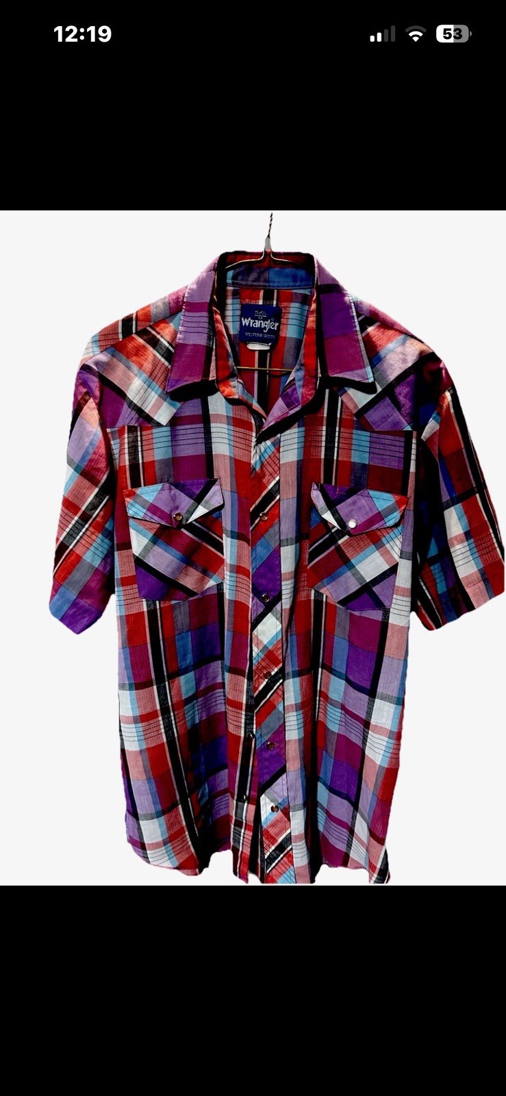 Vtg Wrangler Pearl Snap Multi Color Western Shrt Sleeve Shirt 90’s Medium