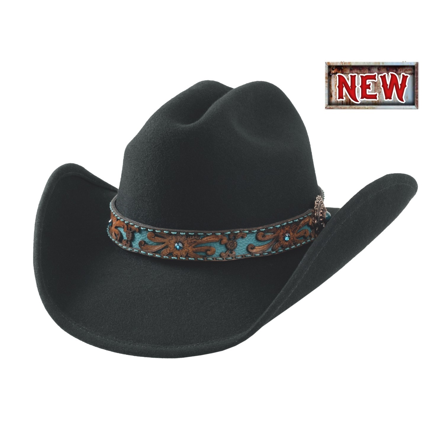 Bullhide ON PURPOSE 8006 Black Premium Wool Cowboy Hat 3 7/8″ Brim Fashion Felt