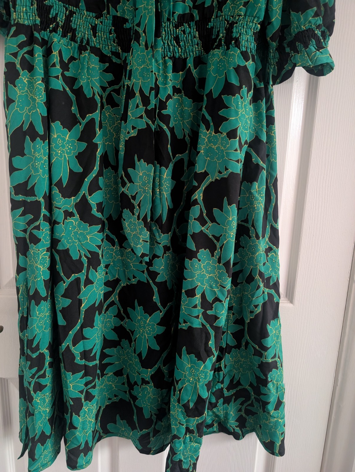 Jolie Moi Green Black 3/4 Sleeve Midi Dress Size 20 (T45)