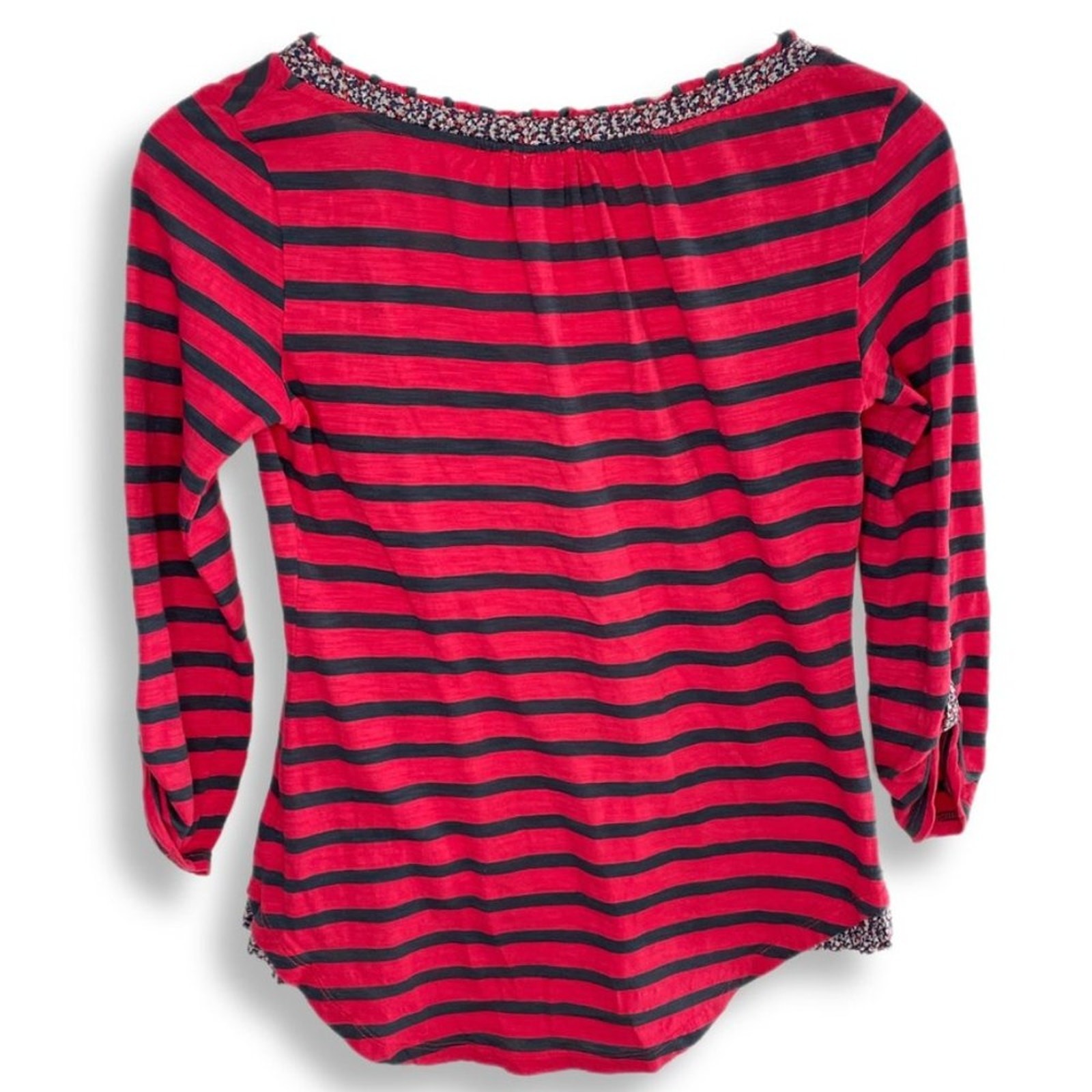 Anthropologie Postmark Fleur Trim Henley Shirt Sz XS