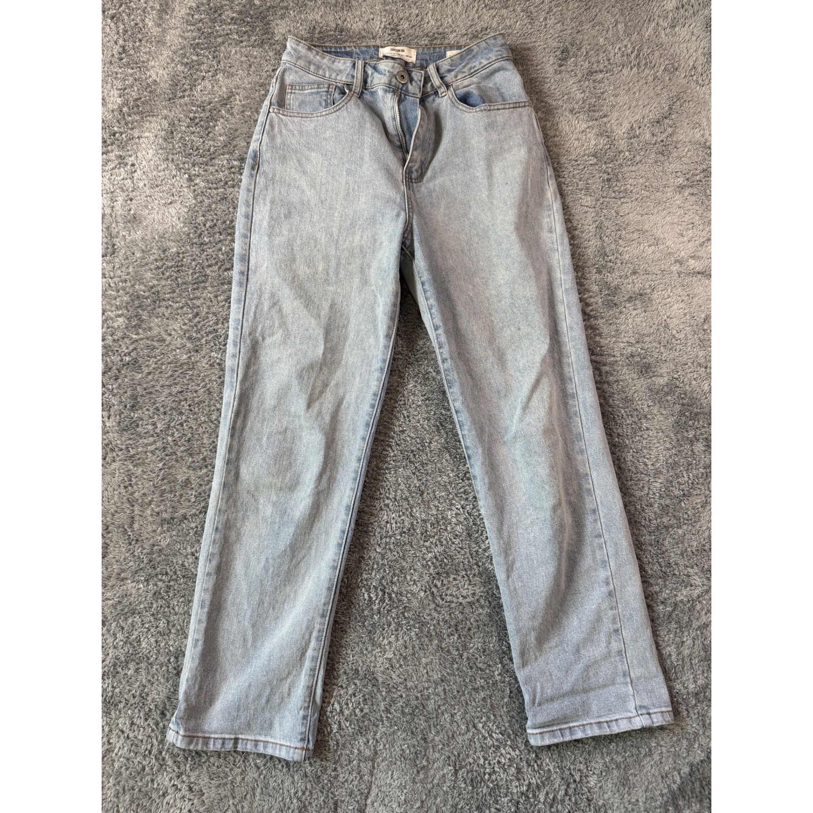 Cotton On Stretch Straight Leg Jeans 6 Light Wash Recycled Cotton Blend