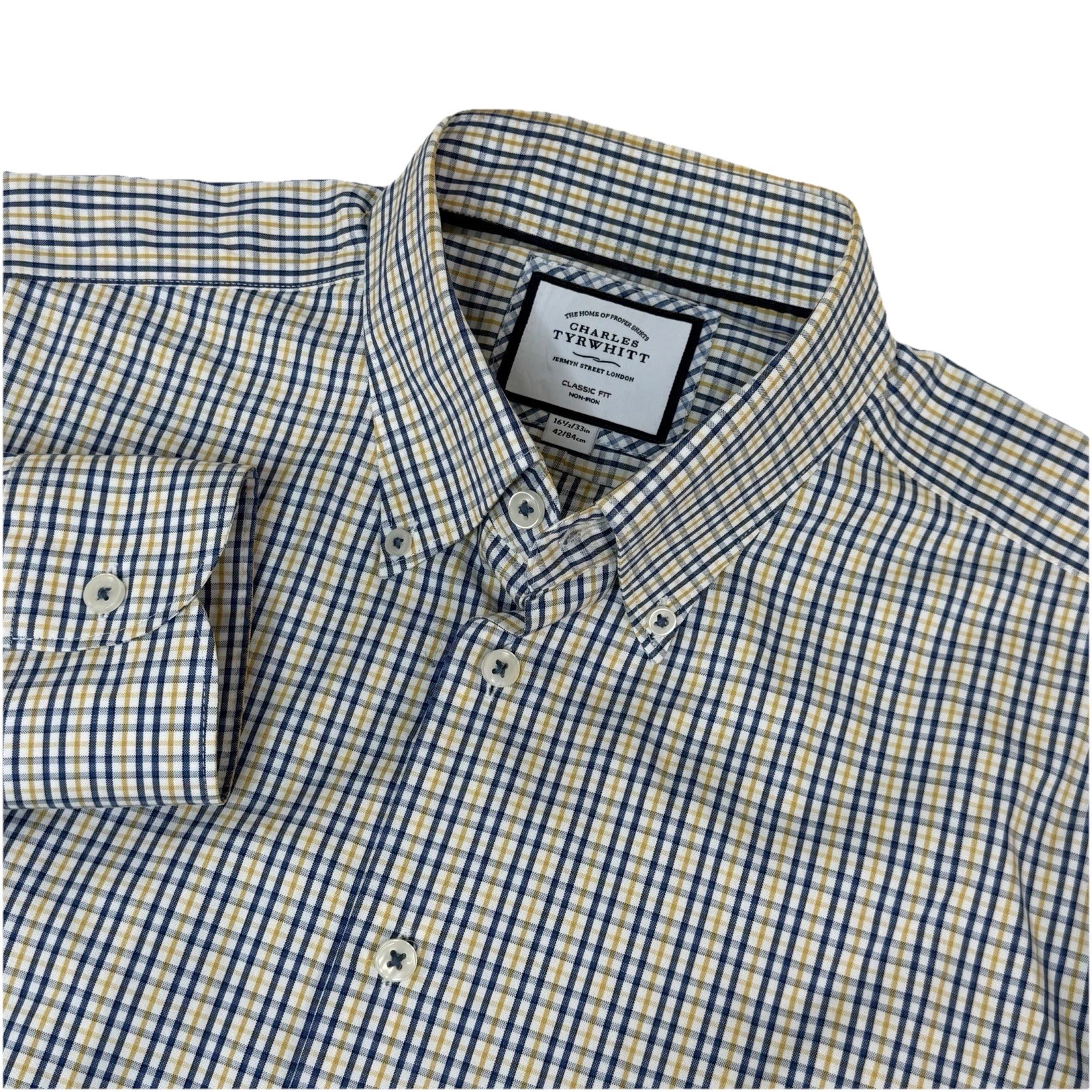 Charles Tyrwhitt Men’s Dress Shirt Sz 16.5 / 33in Classic Fit Tattersall Check