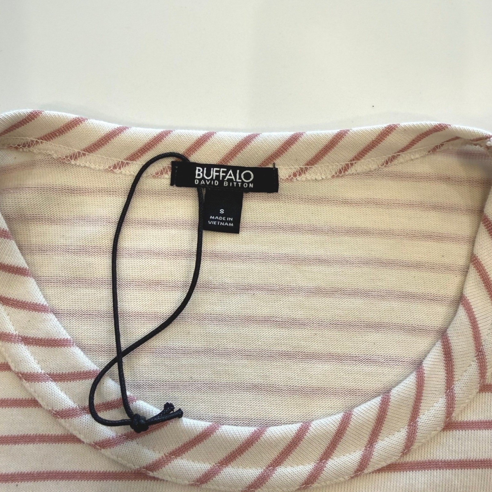 NWT Buffalo David Bitton Striped T-Shirt Everyday Dress Sz S Rose Cream Knit NWT