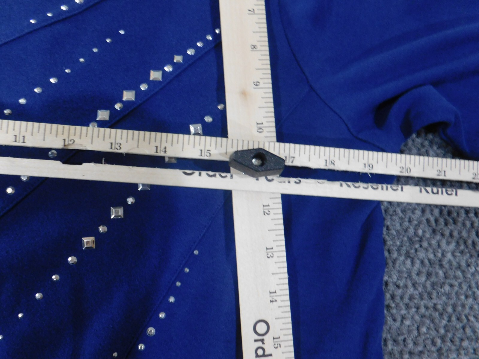 Alfred Dunner top small blue beads rhinestones knit women stretch embellishments