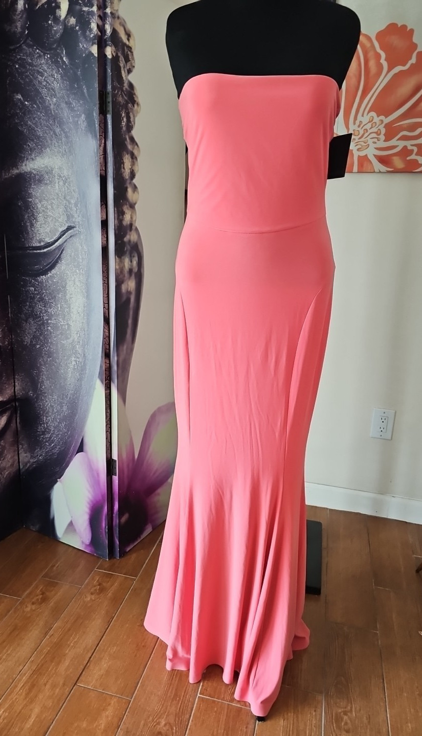 NWT NORMA KAMALI Strapless Stretch Fishtail Gown in PAPAYA Size XL/42
