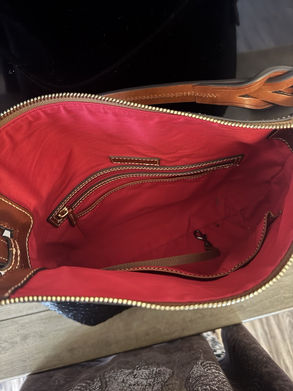 Dooney & Bourke Twist Strap Hobo Ostrich Leather Purse
