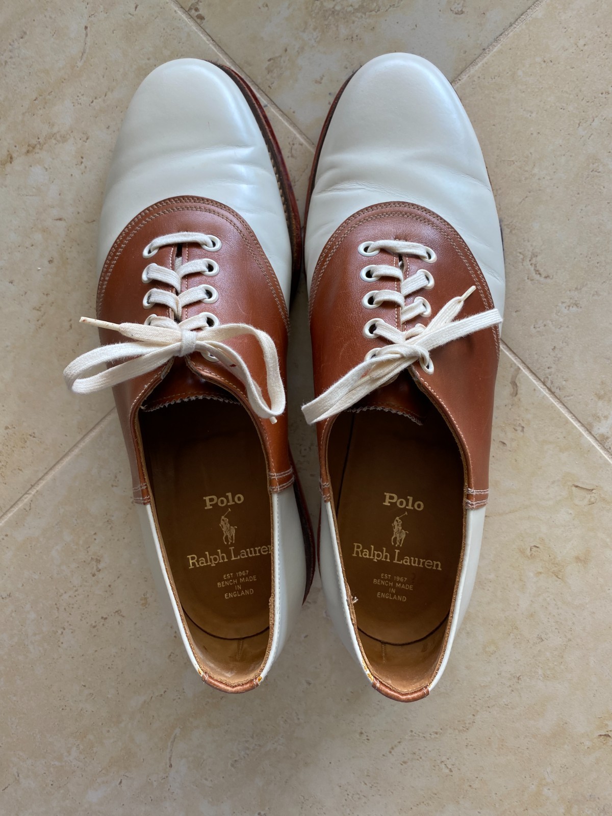 Men’s Polo Saddle Shoes. Size 10.5 D. Bench Made in England. Excellent Condition
