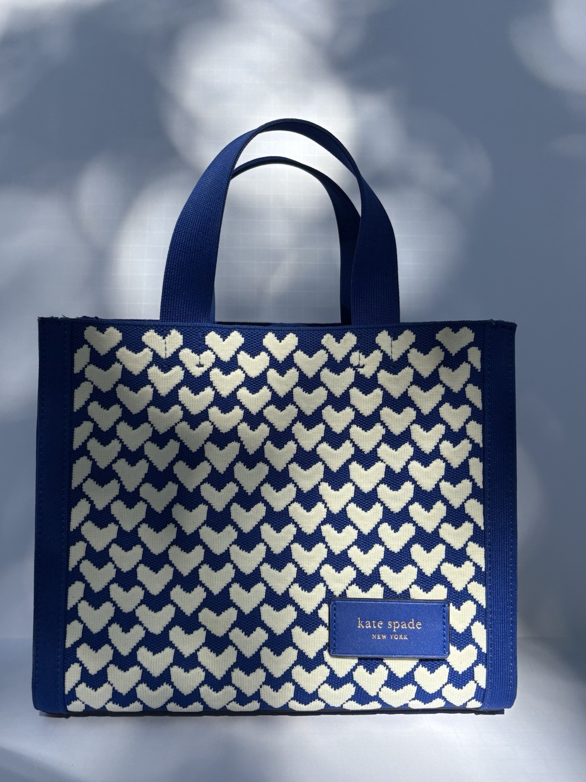 Rare Kate Spade Manhattan Modernist Hearts Jacquard leather Small Tote Crossbody