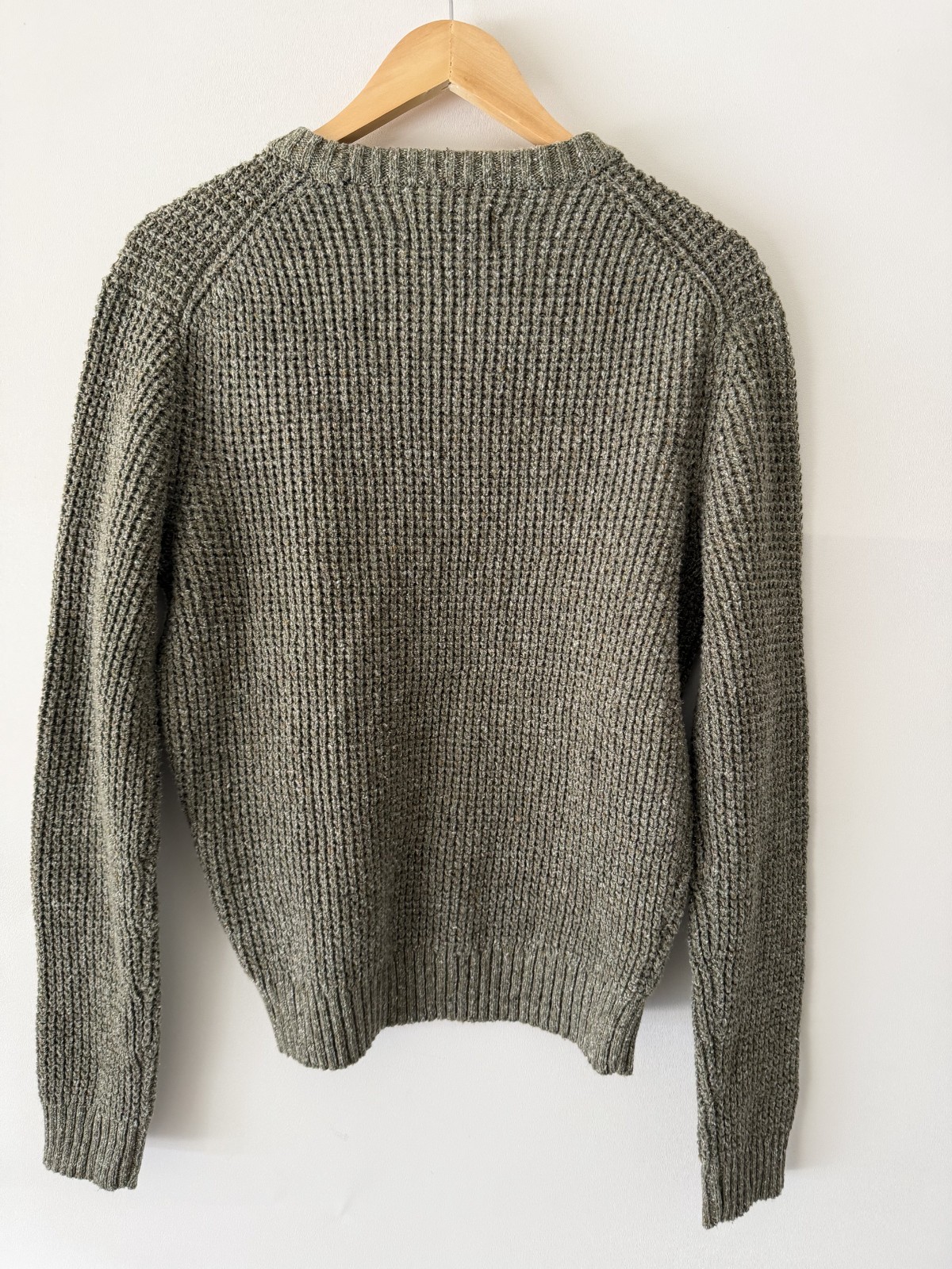 Wellen Sweater Mens Small Olive Green Headlands Waffle Knit Fisherman Crewneck