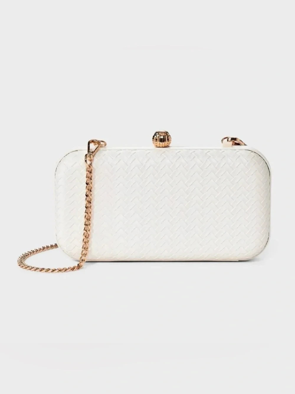 Woven Minaudiere Clutch Crossbody Bag – A New Day White
