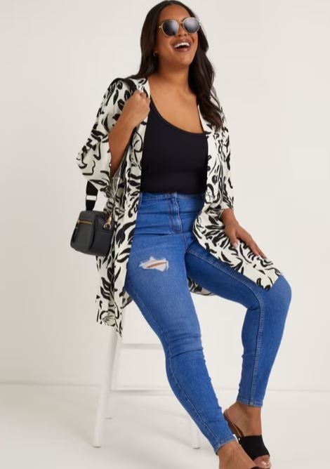 Matalan BNWT Papaya black white Curve Kimono size 20 22 summer holiday (114)