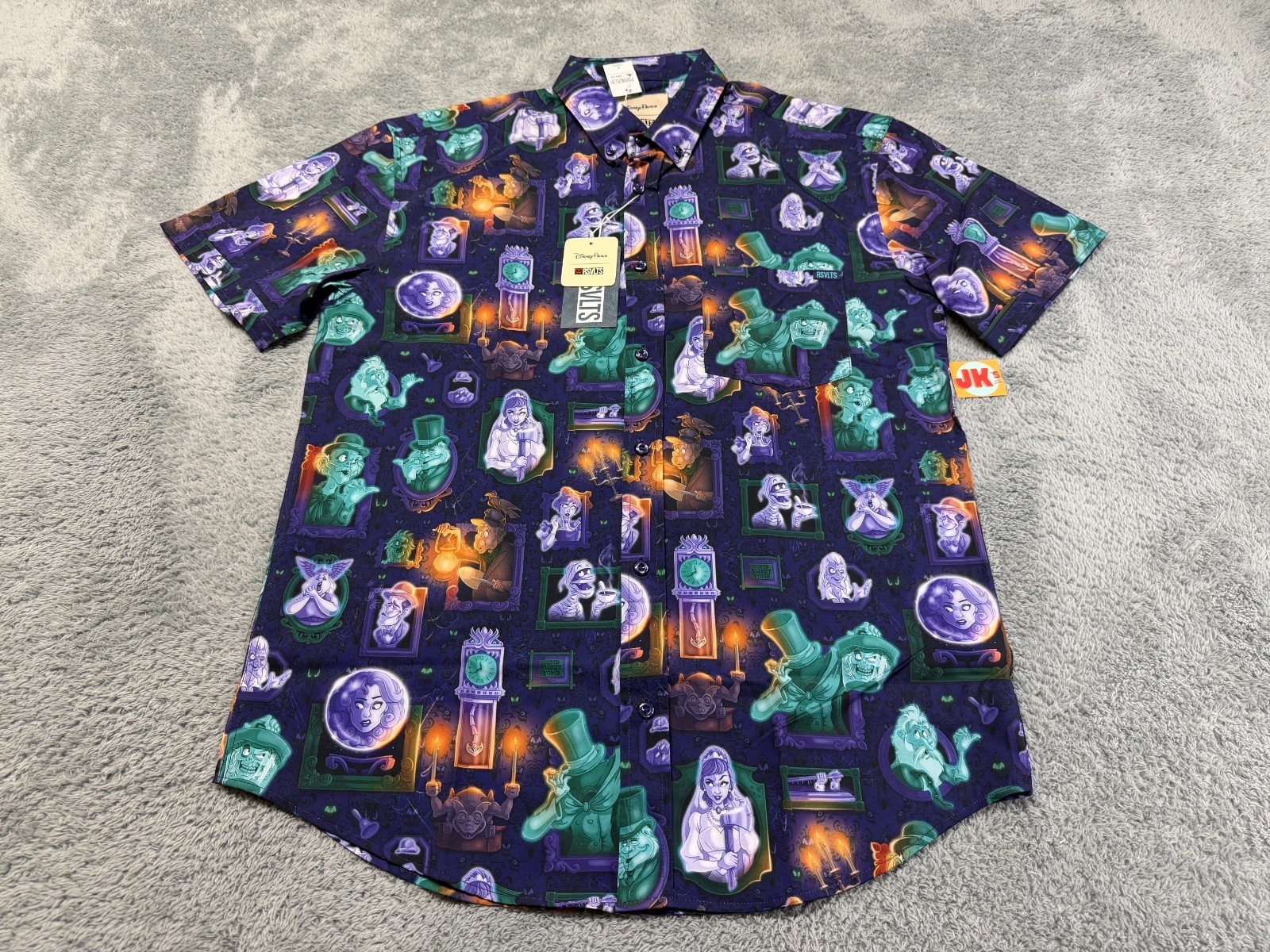 NEW Disney Parks RSVLTS Shirt Adult Large Purple The Haunted Mansion Button Up