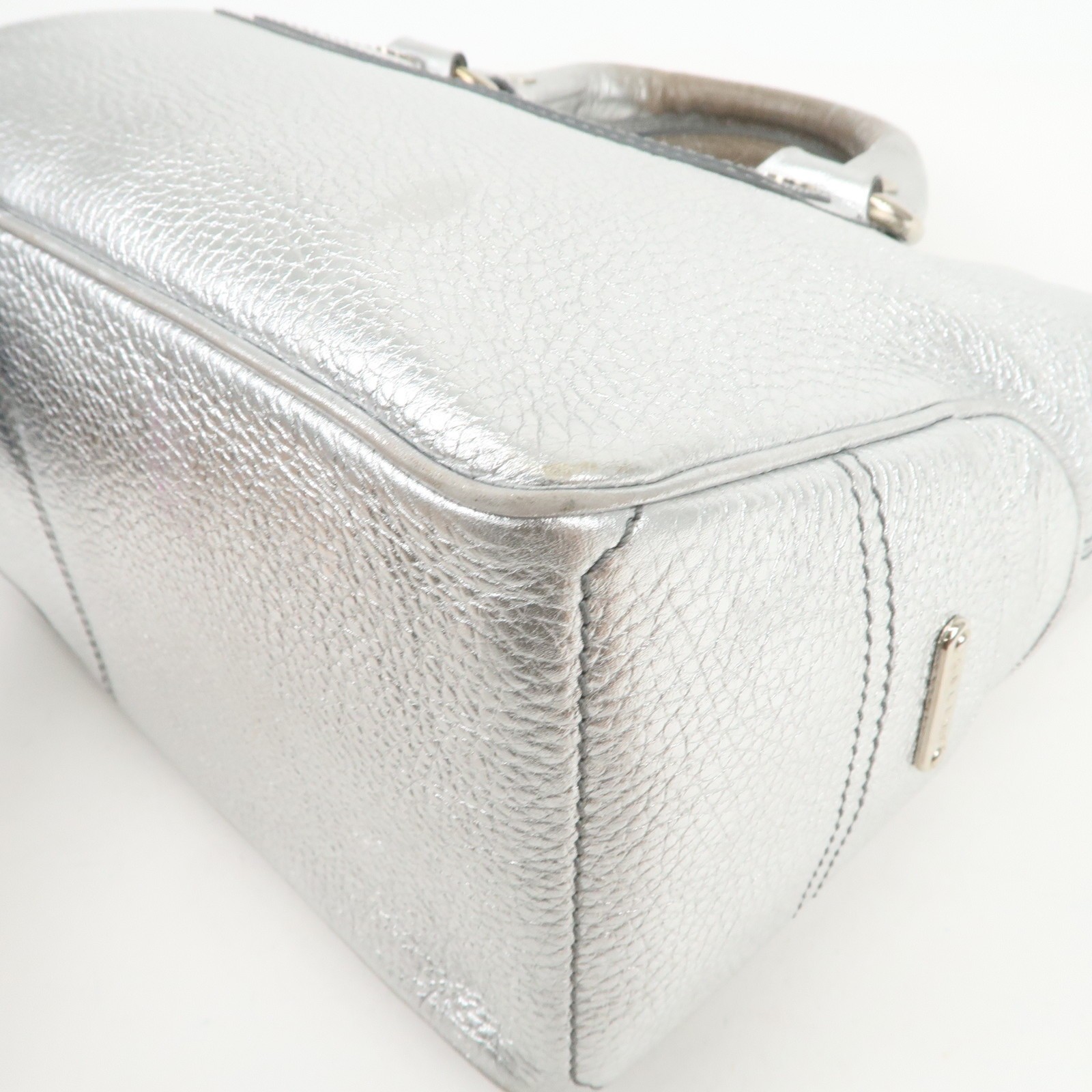 CELINE Leather Boogie Bag Hand Bag Tote Bag Silver Authentic Used F/S